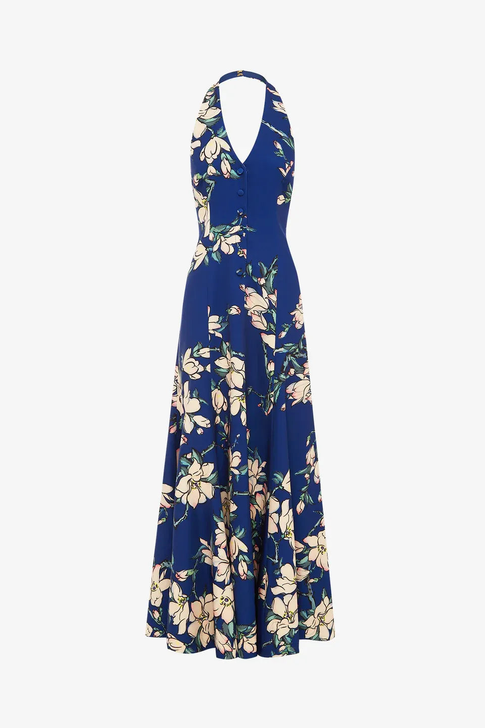 Juliette Floral Halter Neck Maxi Dress in Blue