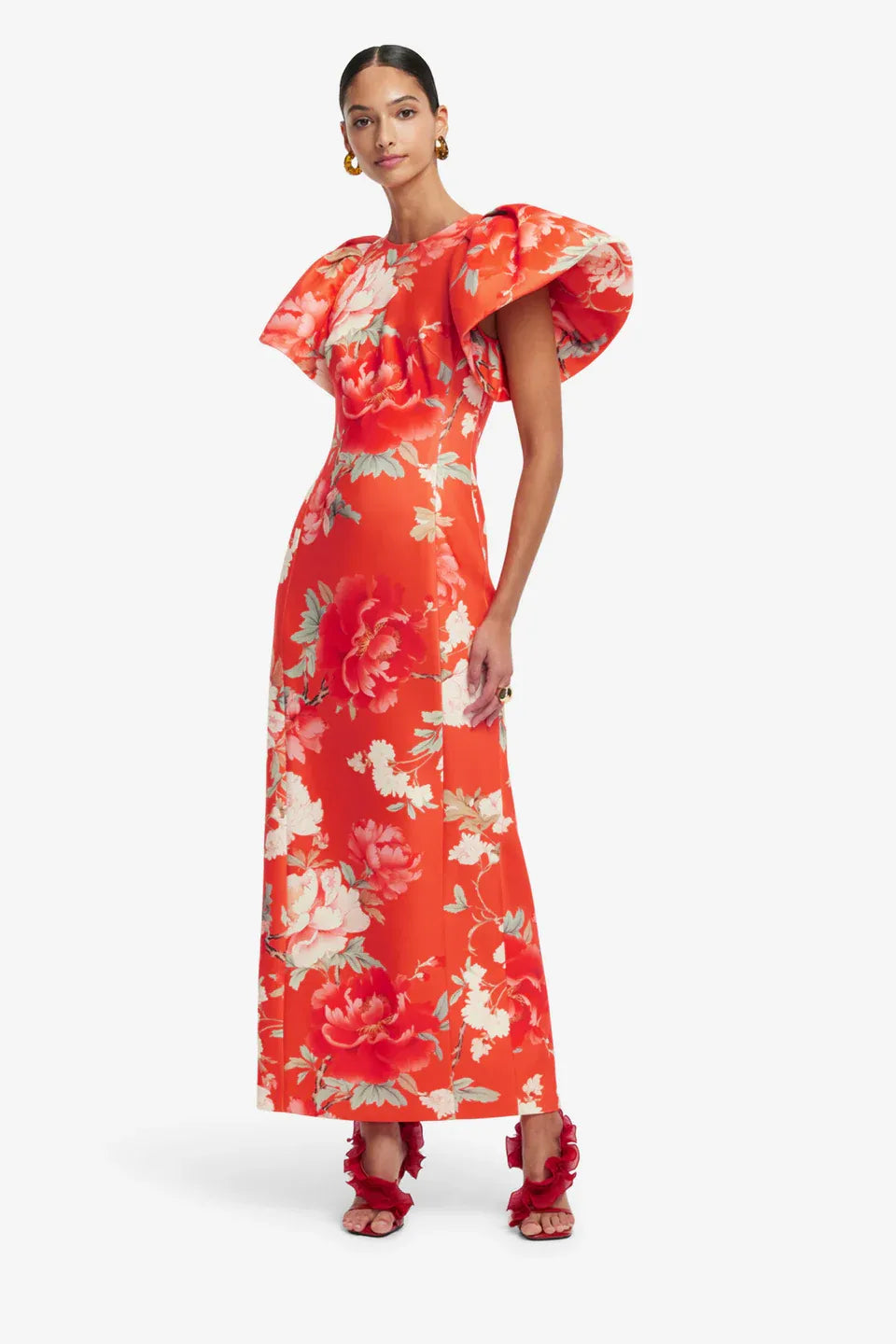 Lucinda Floral Maxi Dress in Orange