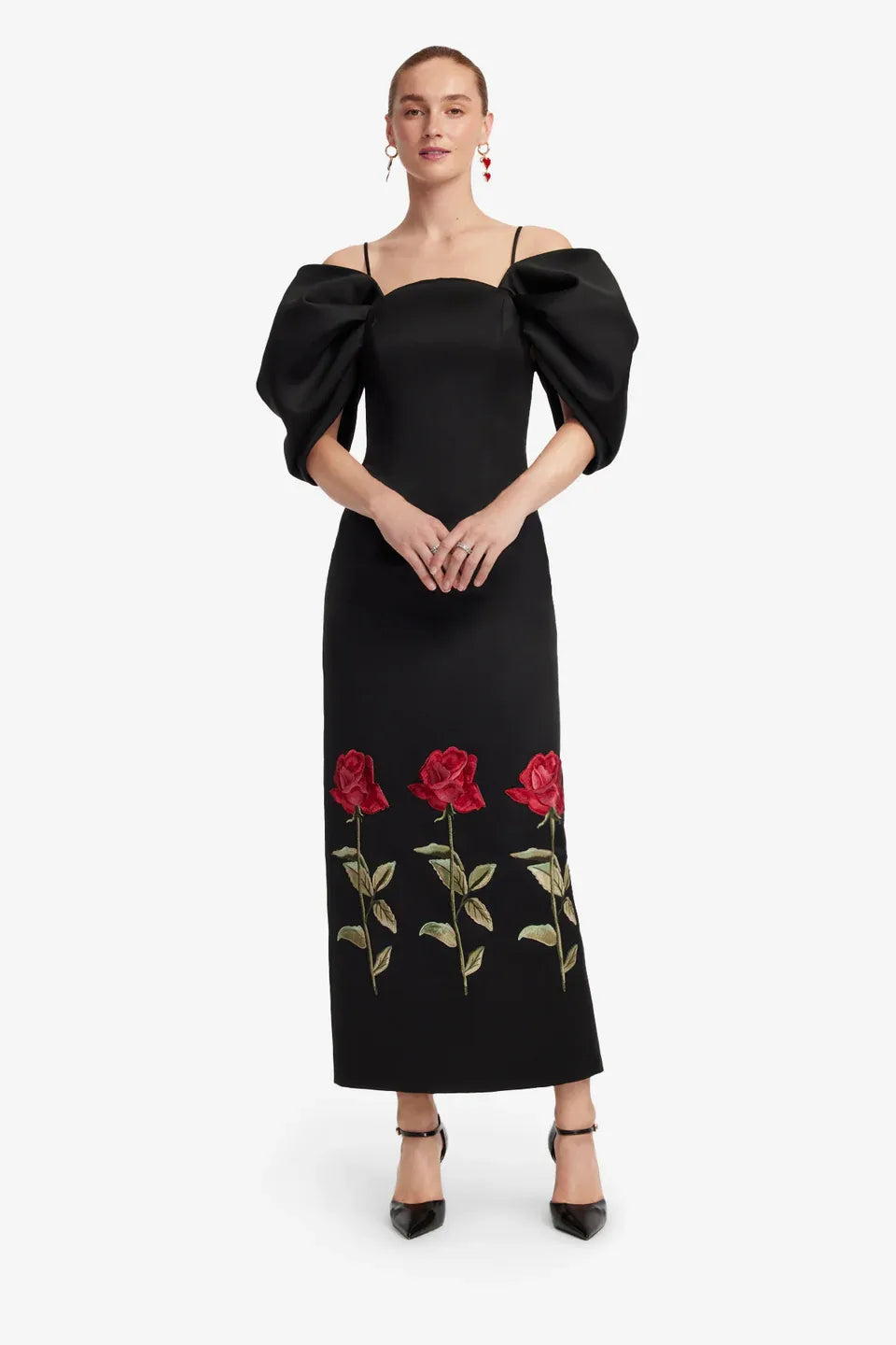 Arabella Embroidered Maxi Dress - Ebony
