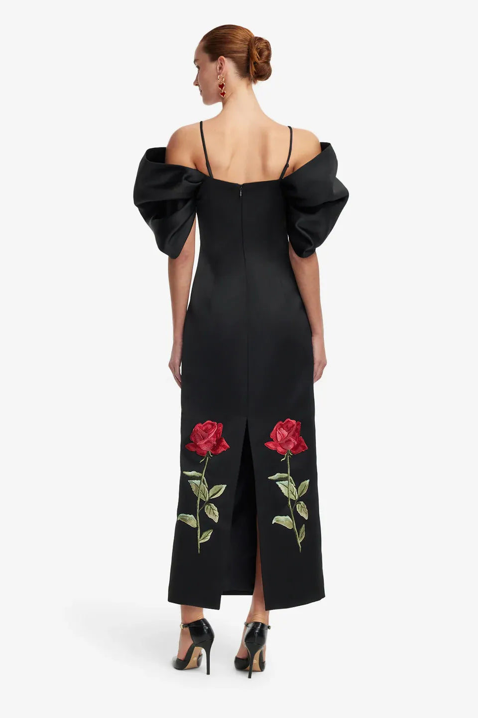 Arabella Embroidered Maxi Dress - Ebony
