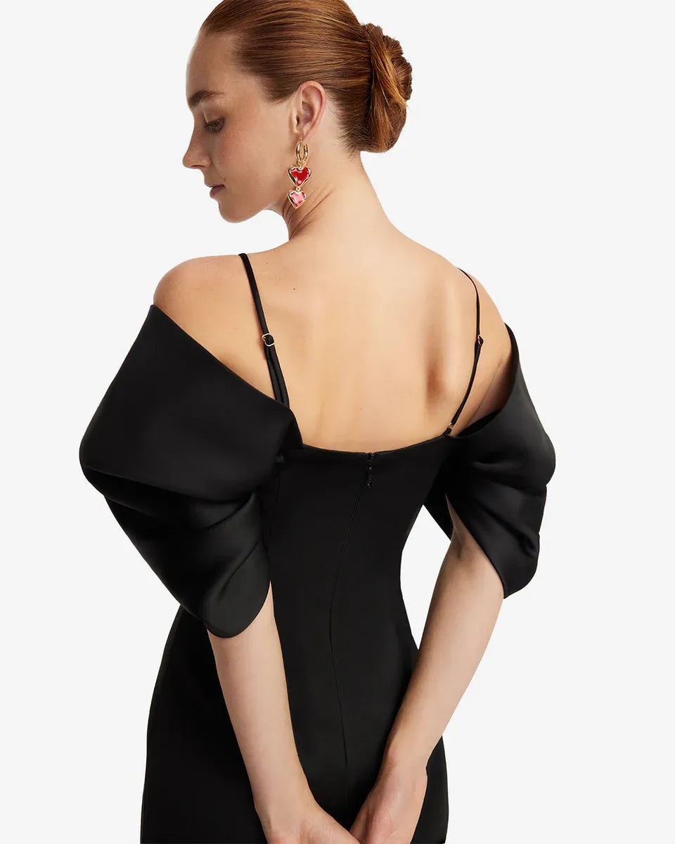 Arabella Embroidered Maxi Dress - Ebony