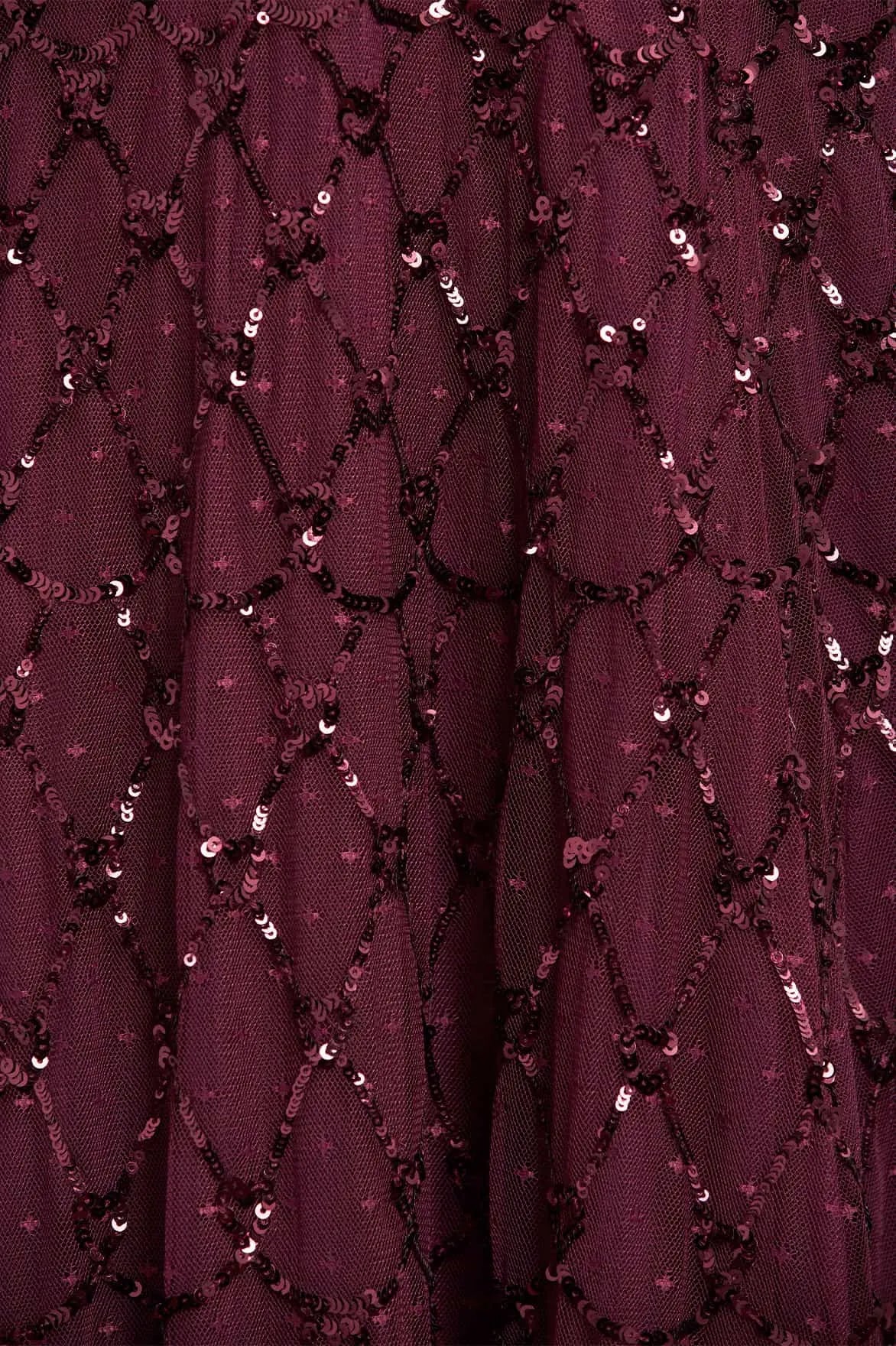 Heart Lattice Sequin Cape Evening Dress in Maroon