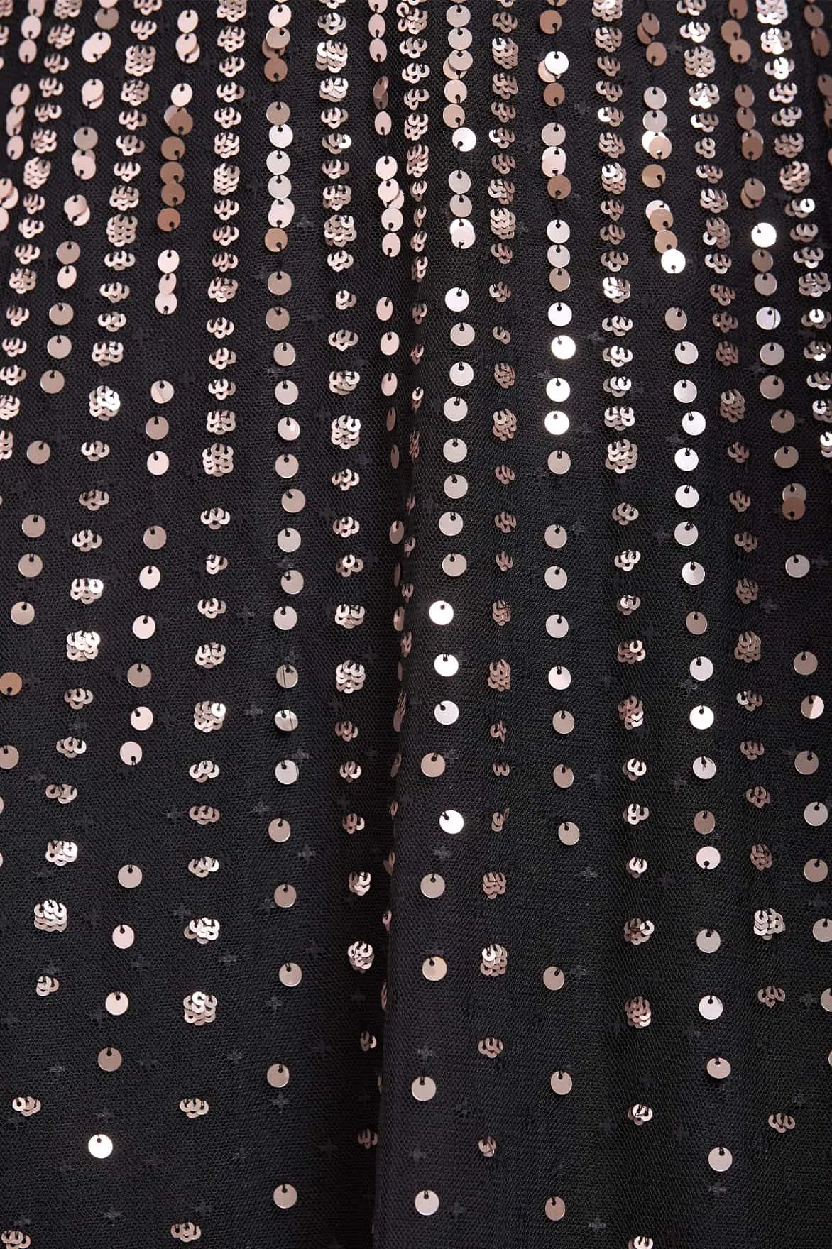 Moonlight Sequin Cape Sleeve Evening Dress in Black