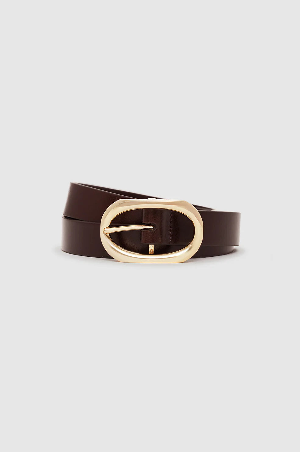 Signature Link Leather Belt in Brown with Gold