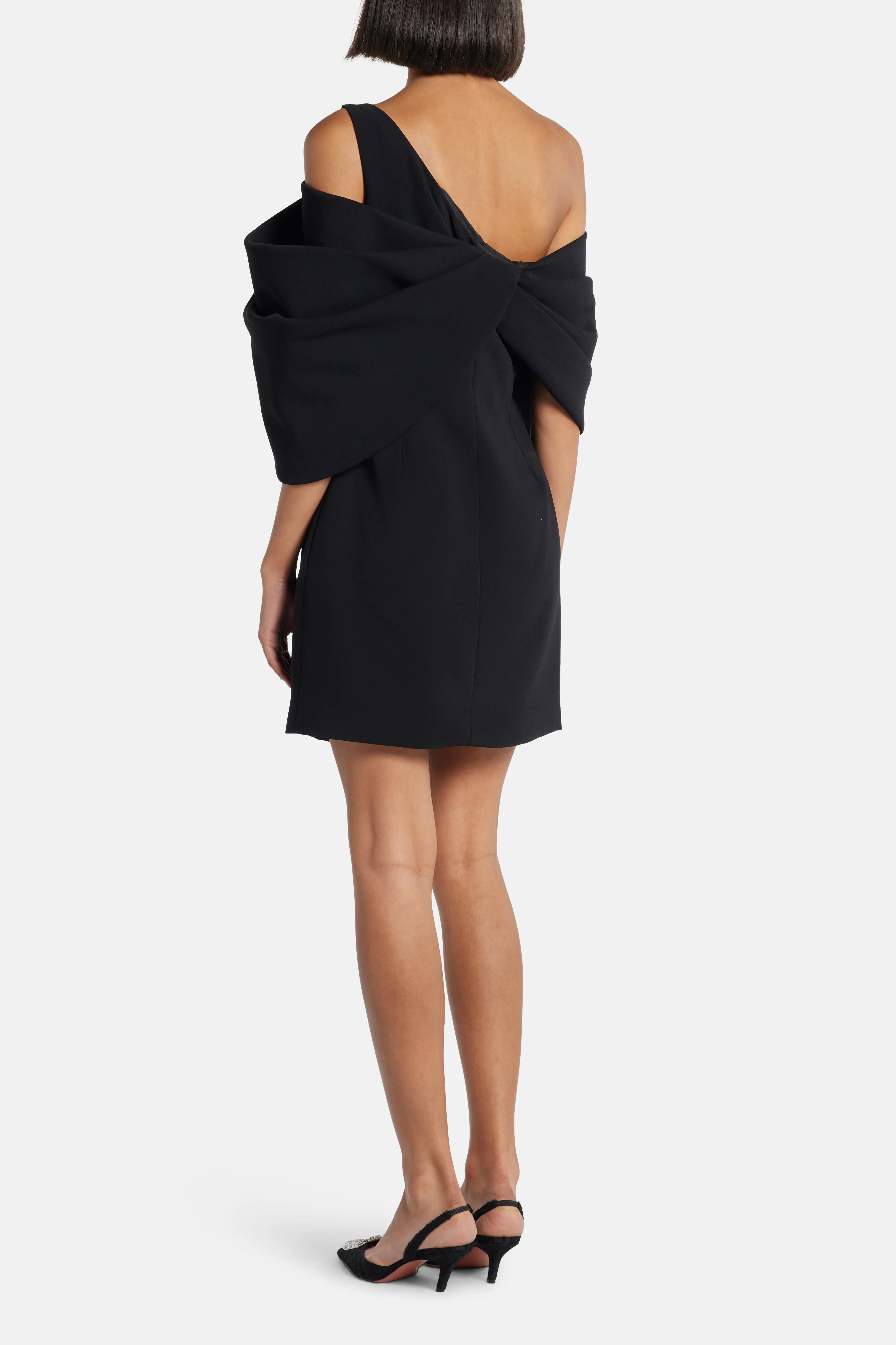 Thelma One Shoulder Mini Dress in Black