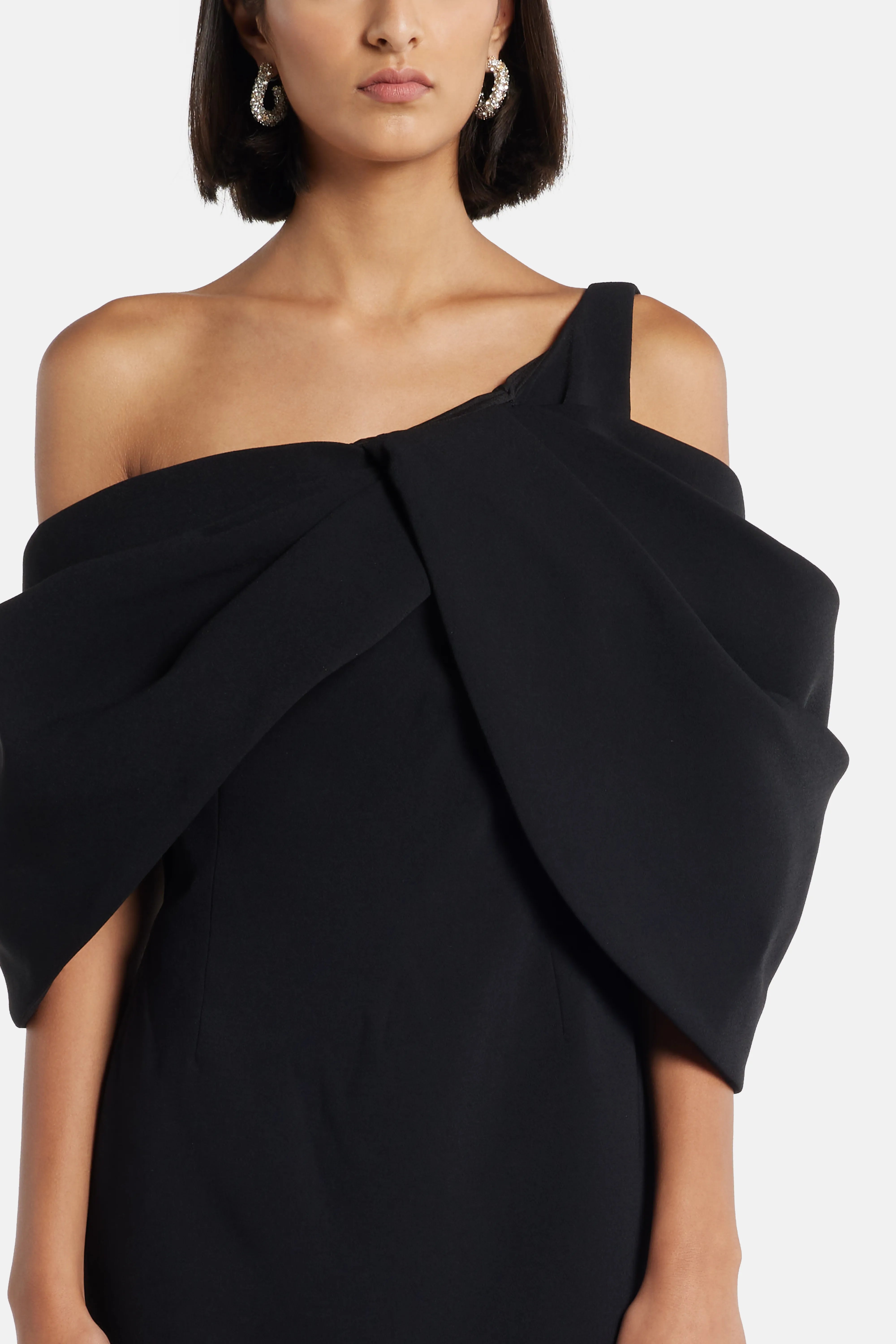 Thelma One Shoulder Mini Dress in Black