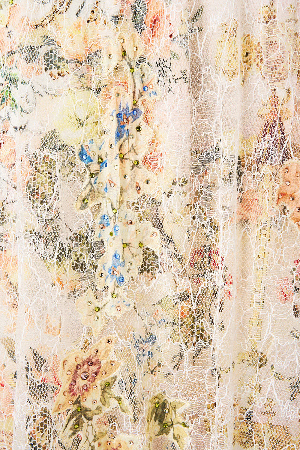 Twilight in Istanbul Waistband Ruffle Hem Floral Maxi Skirt in Beige