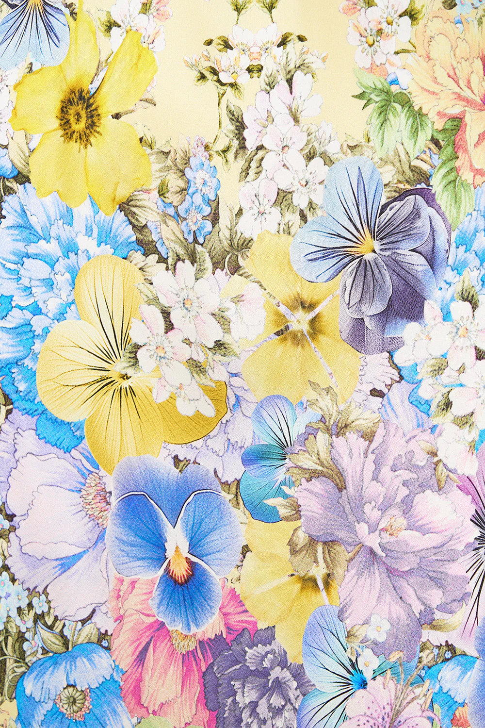 فستان ماكسي طويل من الحرير بياقة على شكل V وطبعة زهور