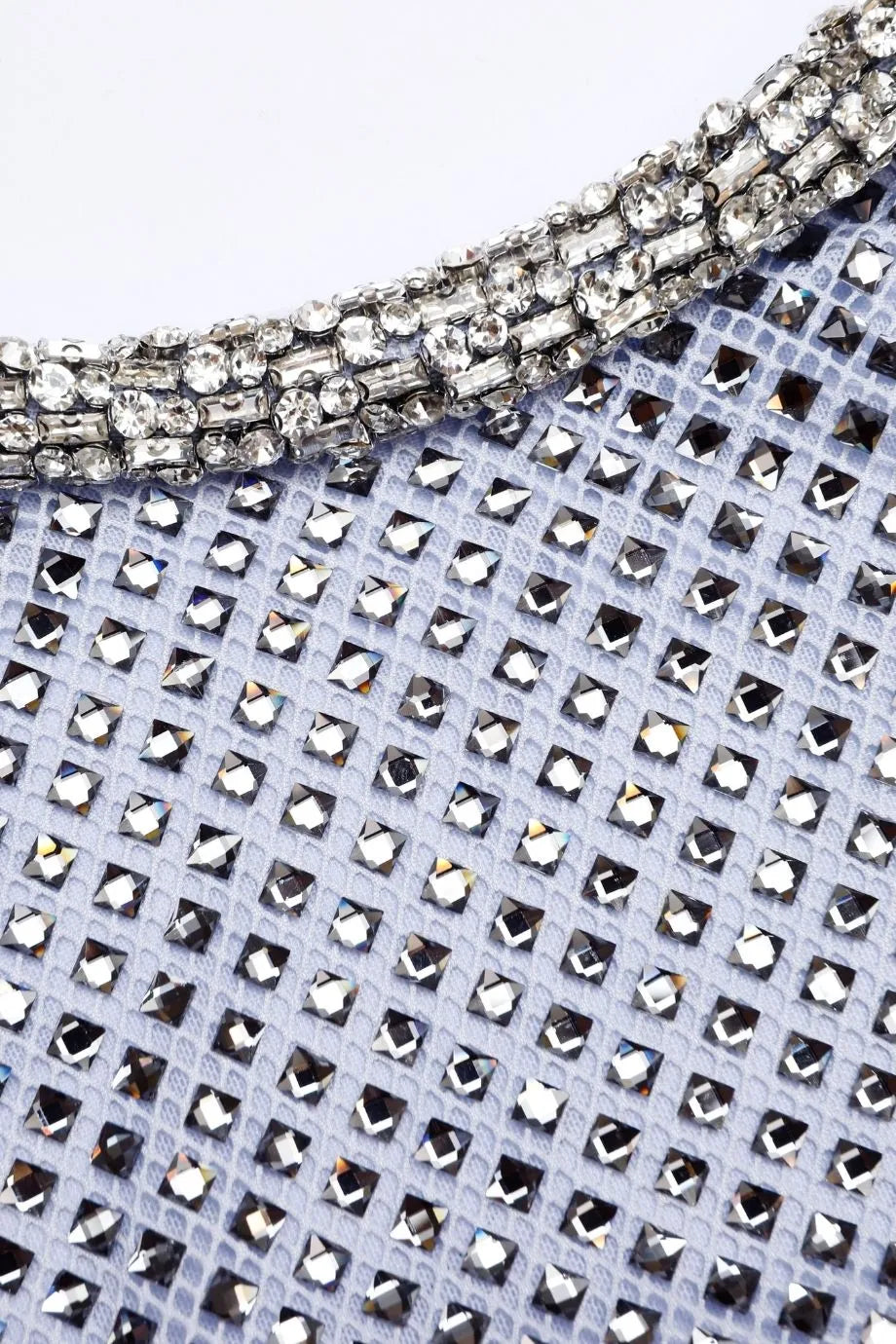 Rhinestone Mesh Evening Dress in Blue
