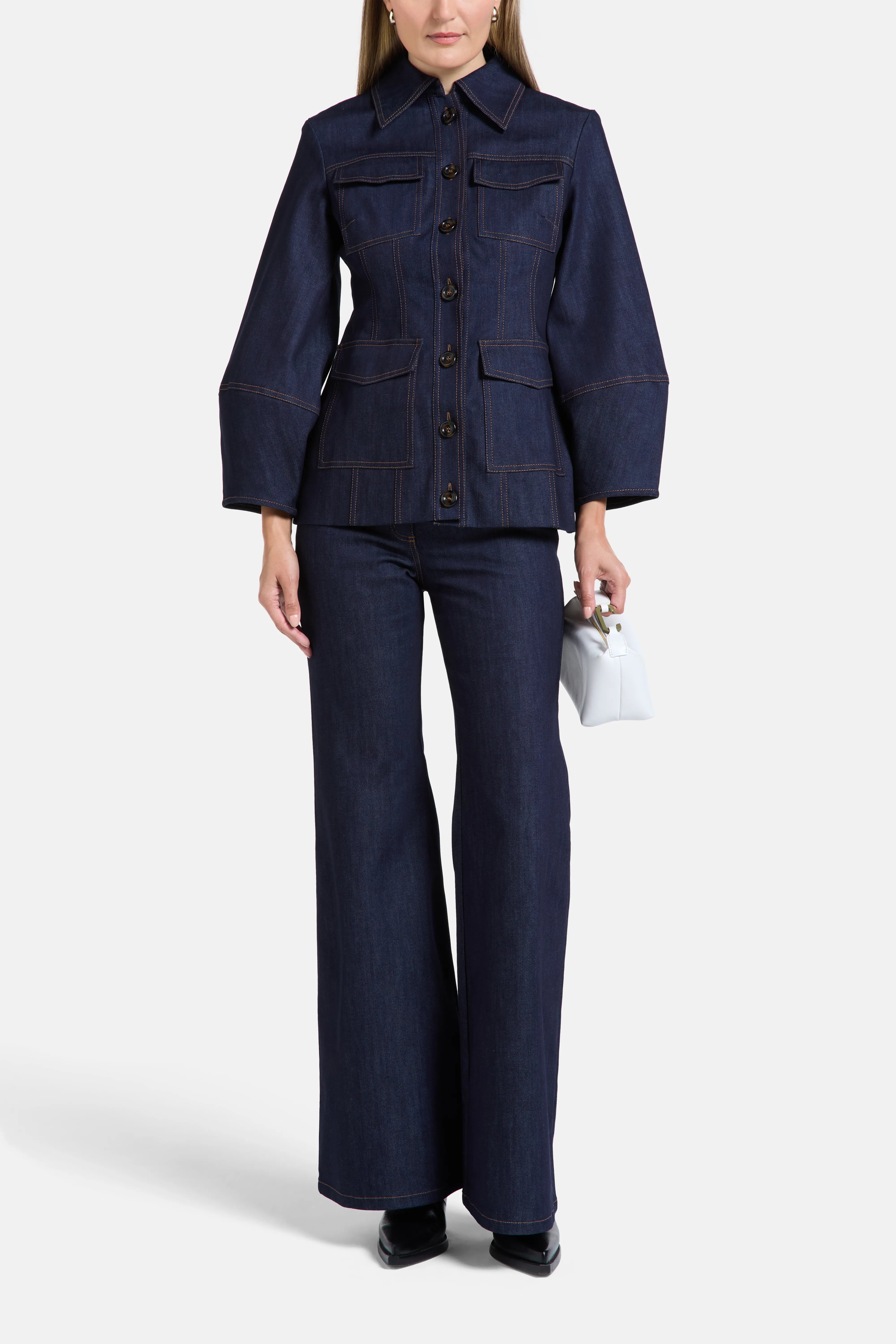 Pamela Denim Cotton Flared Jeans in Blue