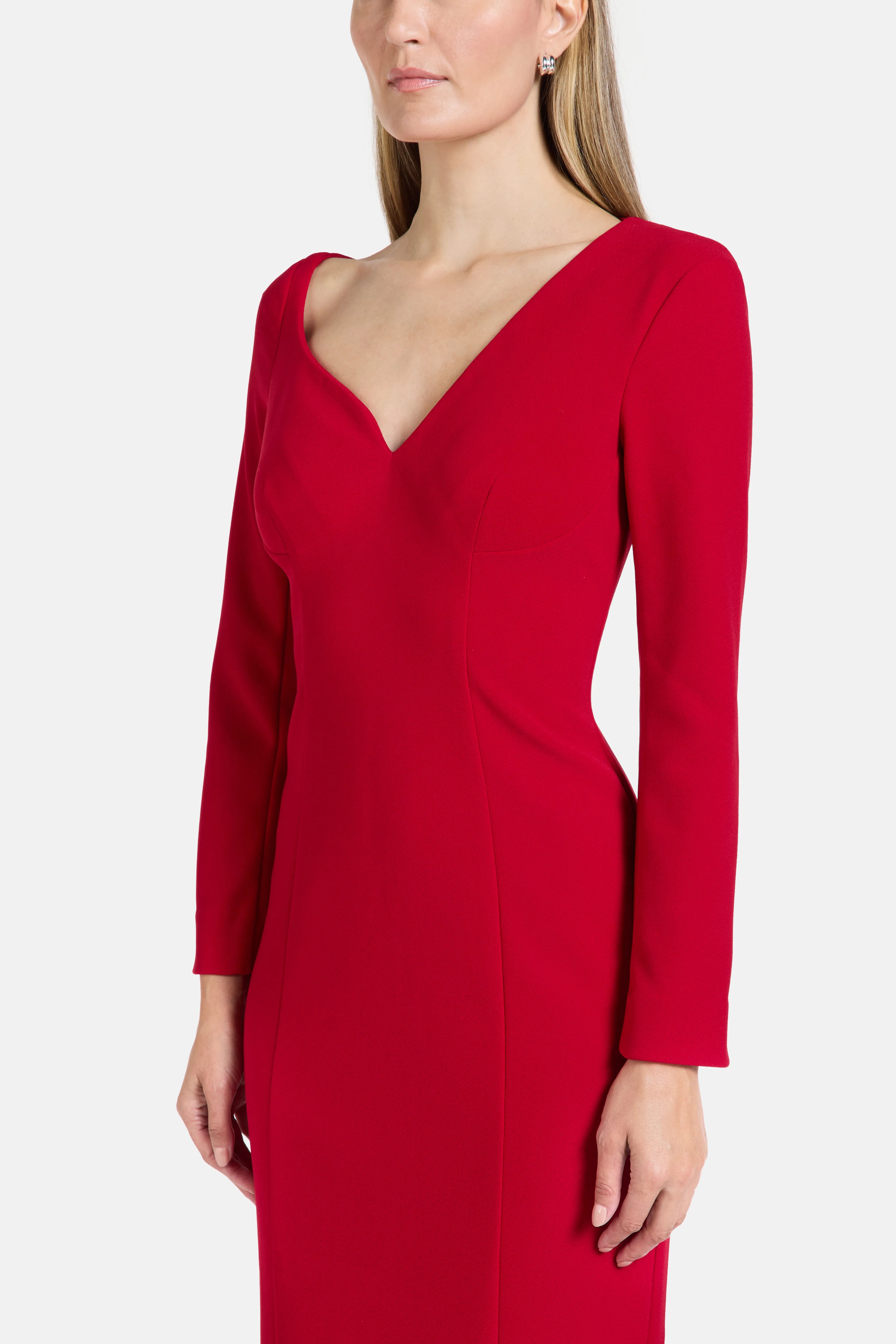 Bennet Asymmetric Midi Dress in Red