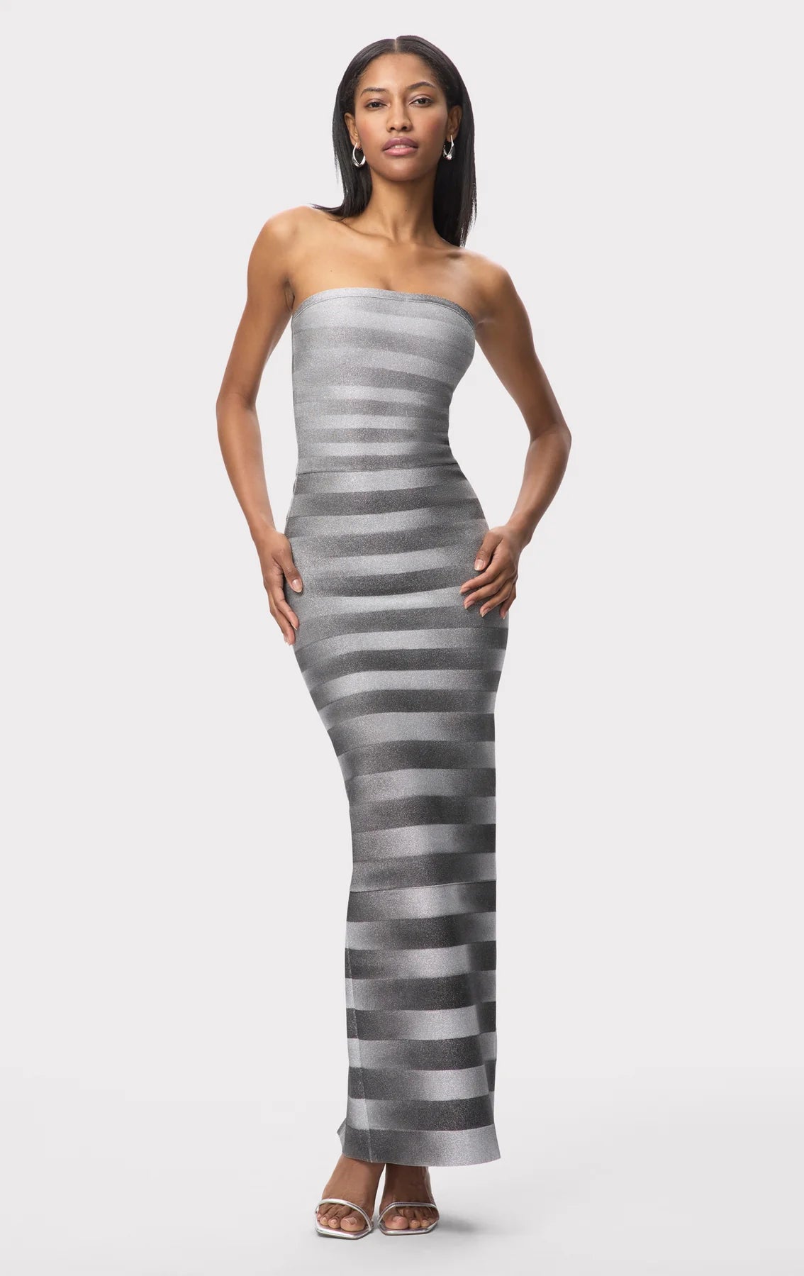 Nia Bandage Knit Maxi Dress in Gold