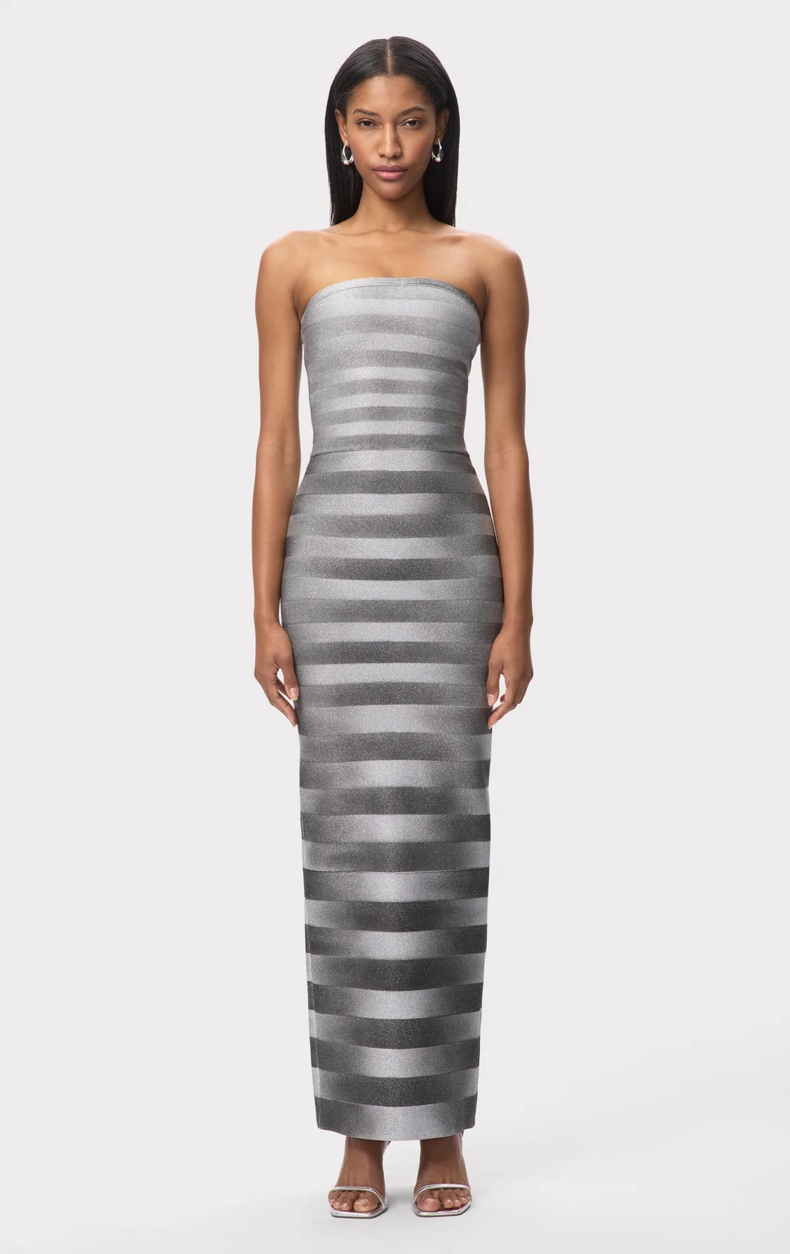 Shop the Nia Bandage Knit Maxi Dress in Silver