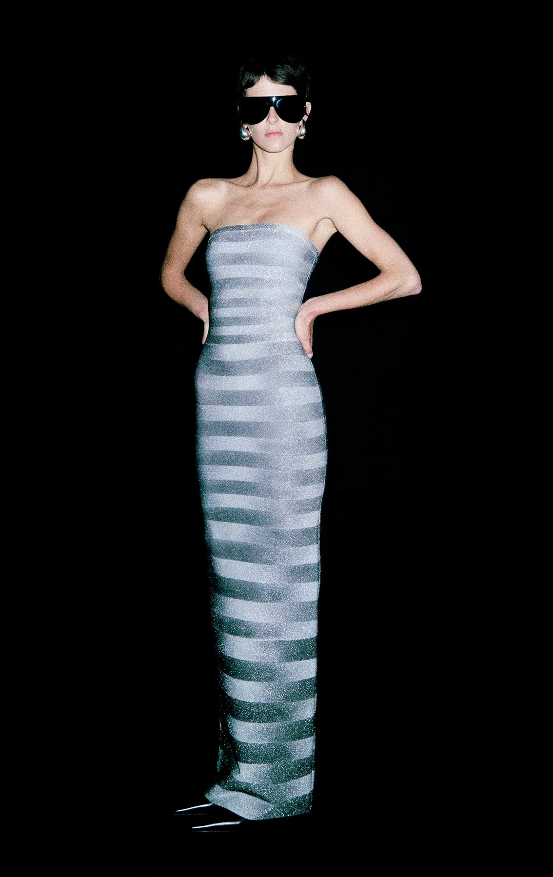slim fit dress slacks THE METALLIC SANDRA DRESS – HERVÉ LÉGER