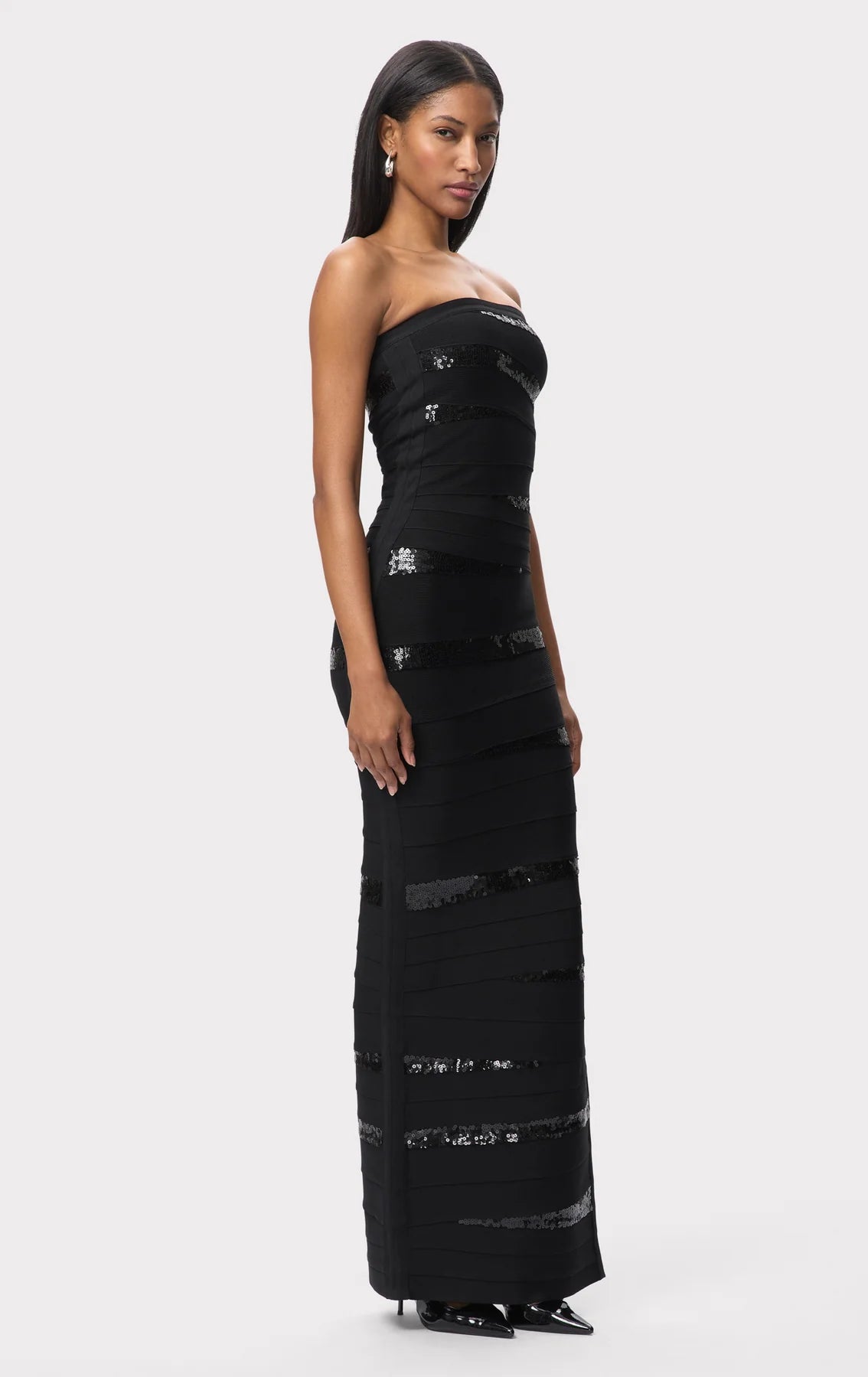 Chiara Bandage Knit Maxi Dress in Black