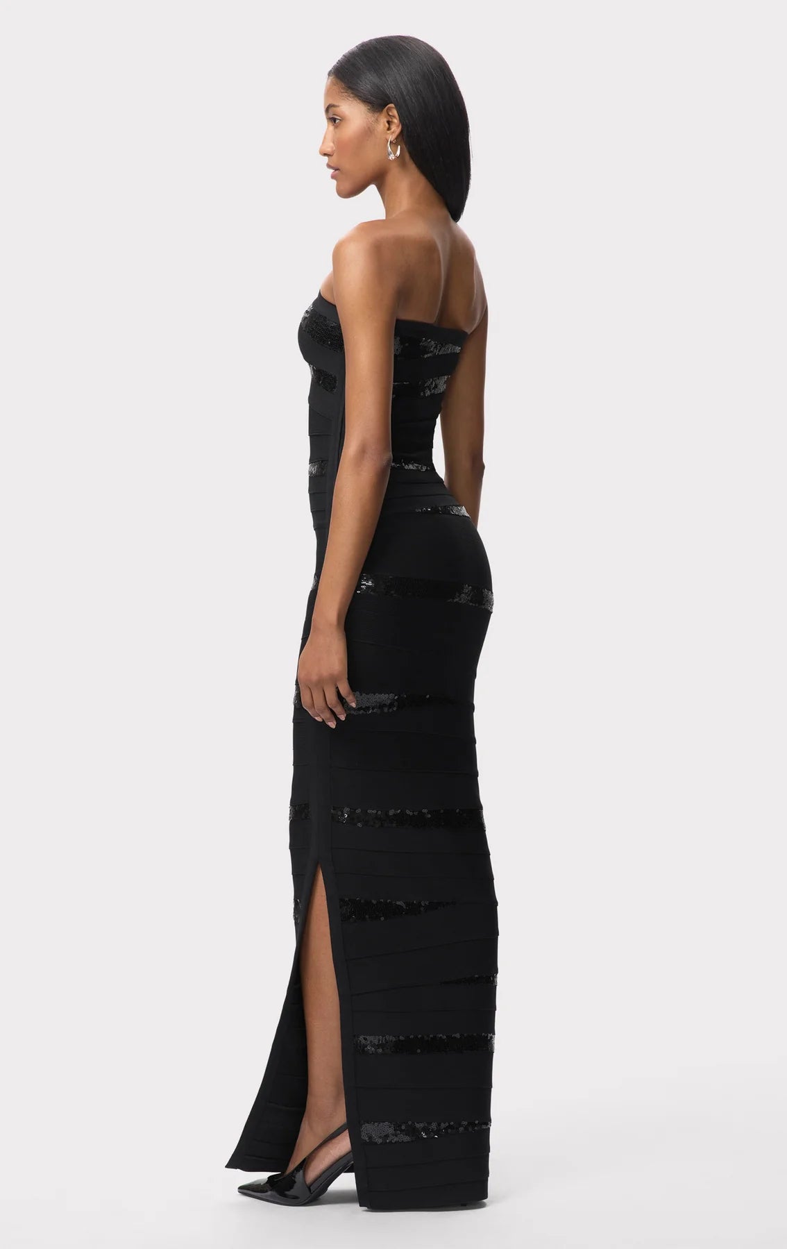 Chiara Bandage Knit Maxi Dress in Black