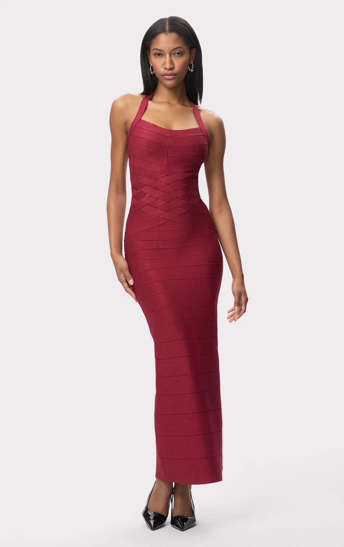 Maxine Sleeveless Bandage Knit Maxi Dress in Red