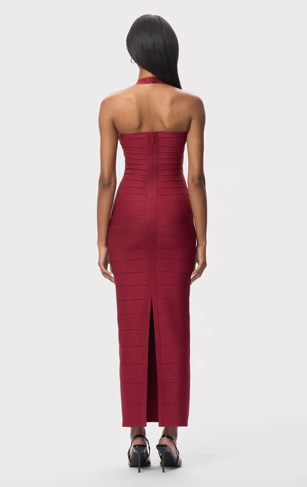 Maxine Sleeveless Bandage Knit Maxi Dress in Red