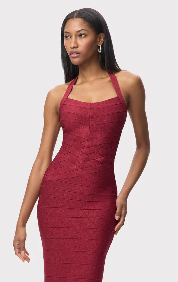 Maxine Sleeveless Bandage Knit Maxi Dress in Red