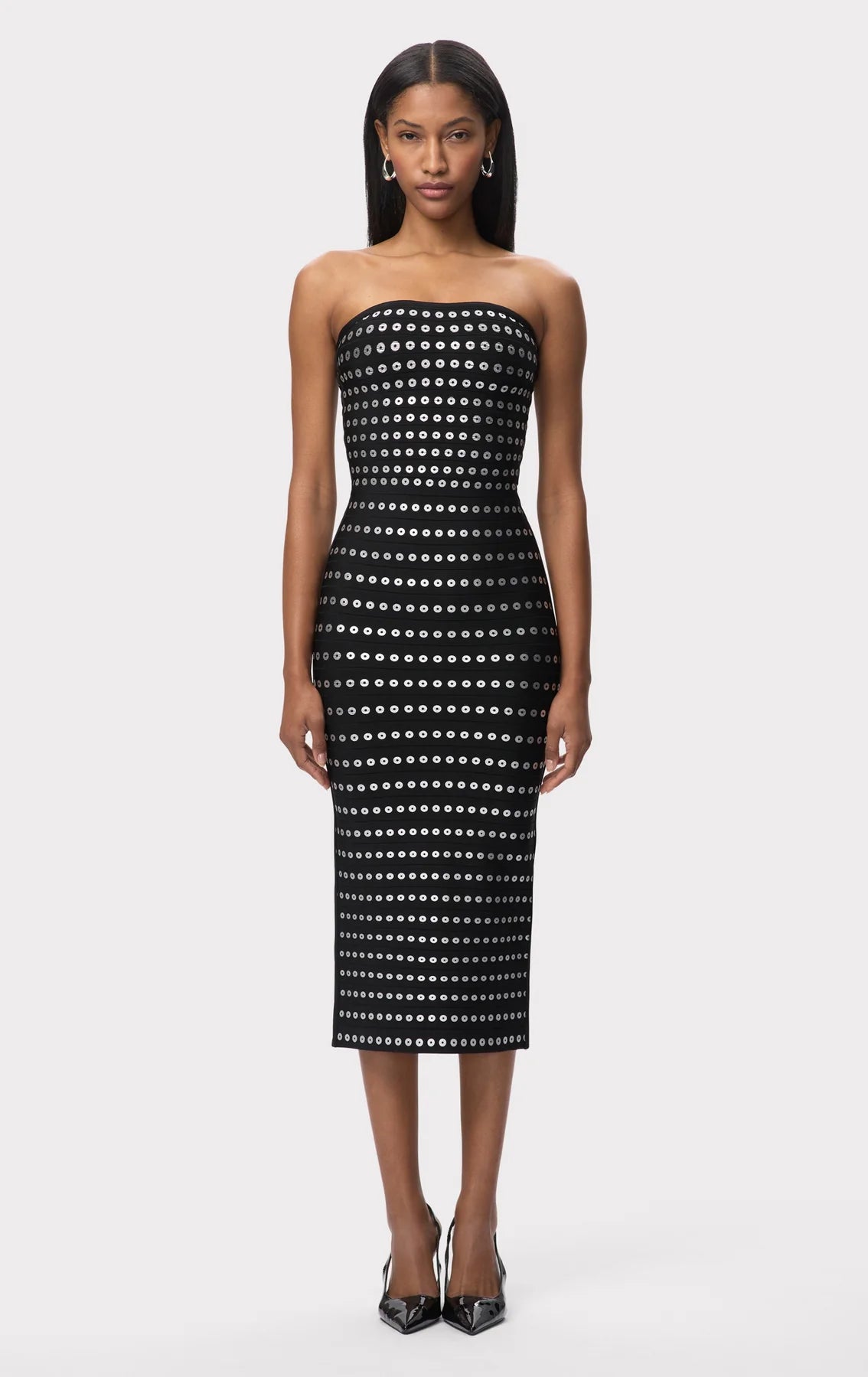 Eira Bandage Knit Midi Dress in Black