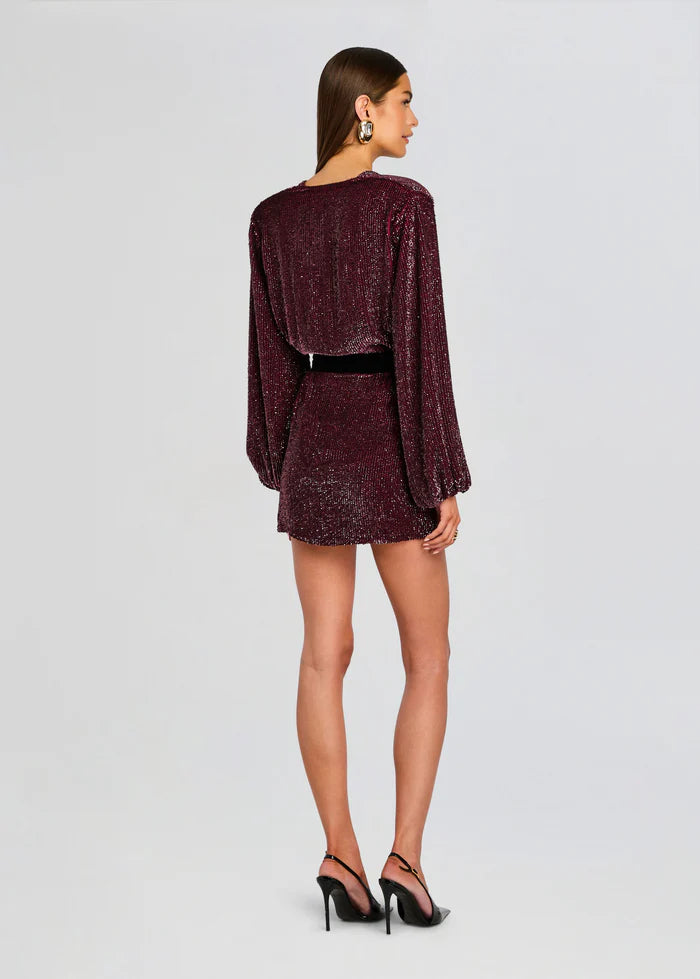 Lilai Belted Mini Dress in Maroon