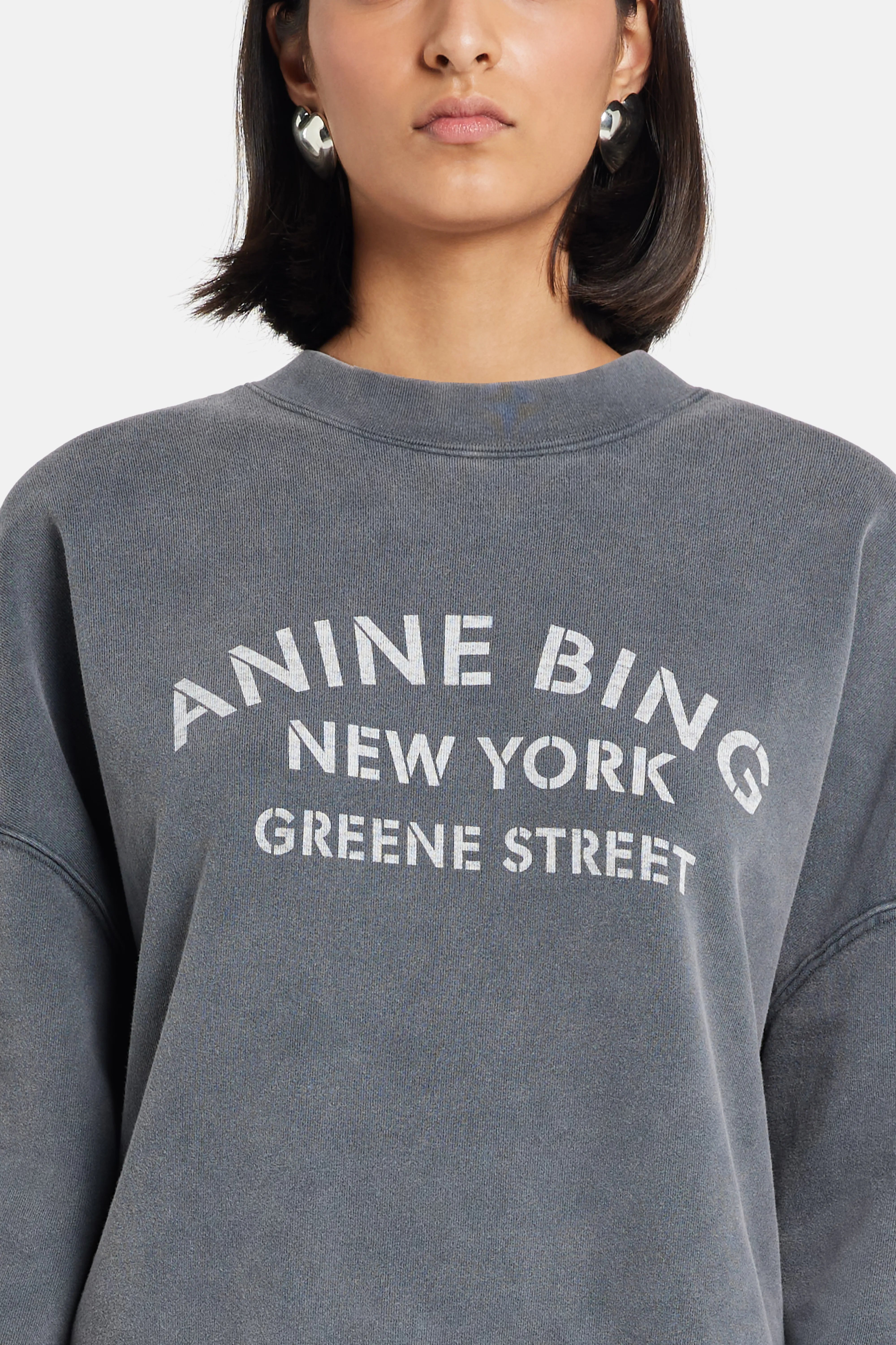 Miles New York Cotton Crew Neck Sweatshirt in Grey