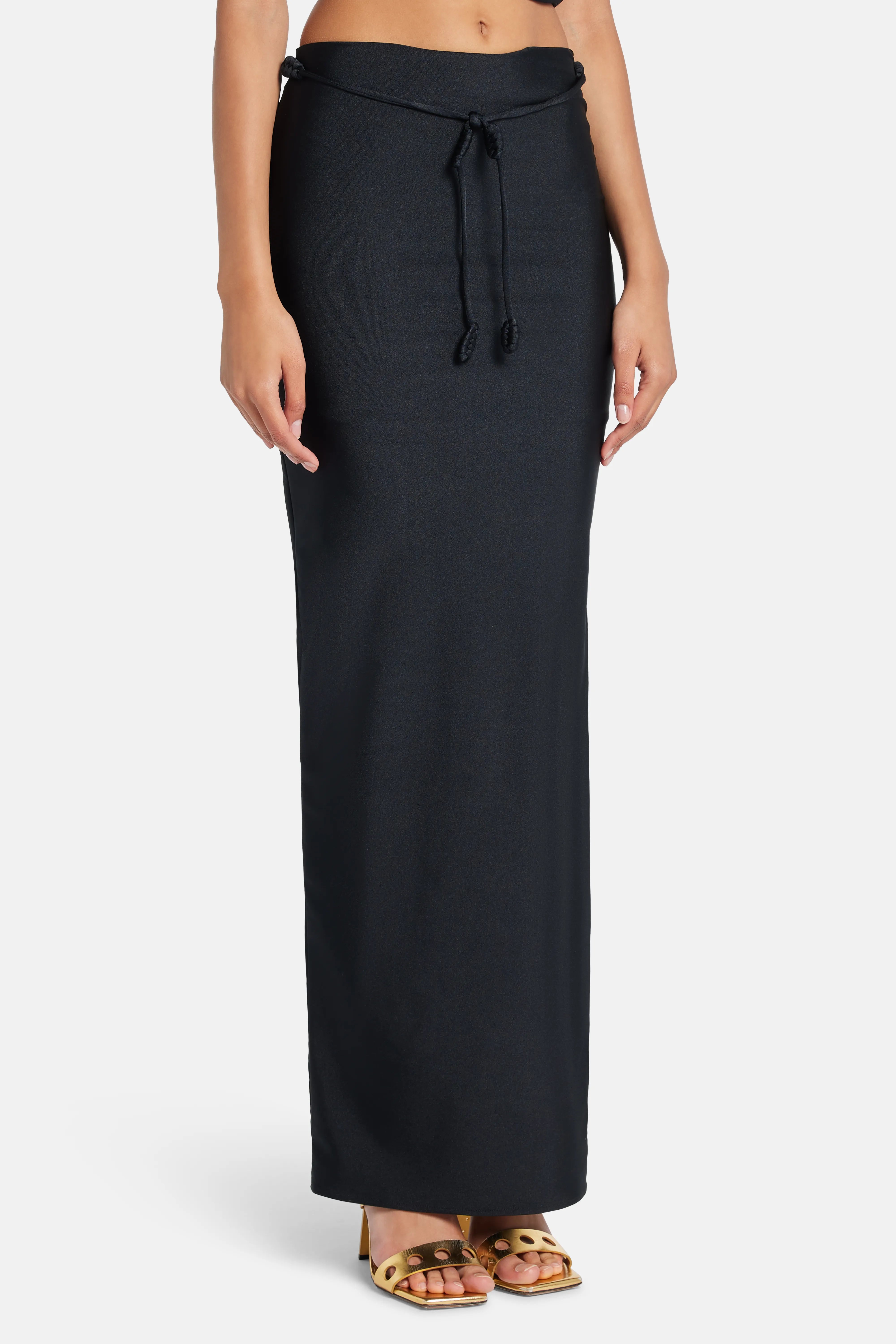 Pitaya Belted Maxi Skirt in Black