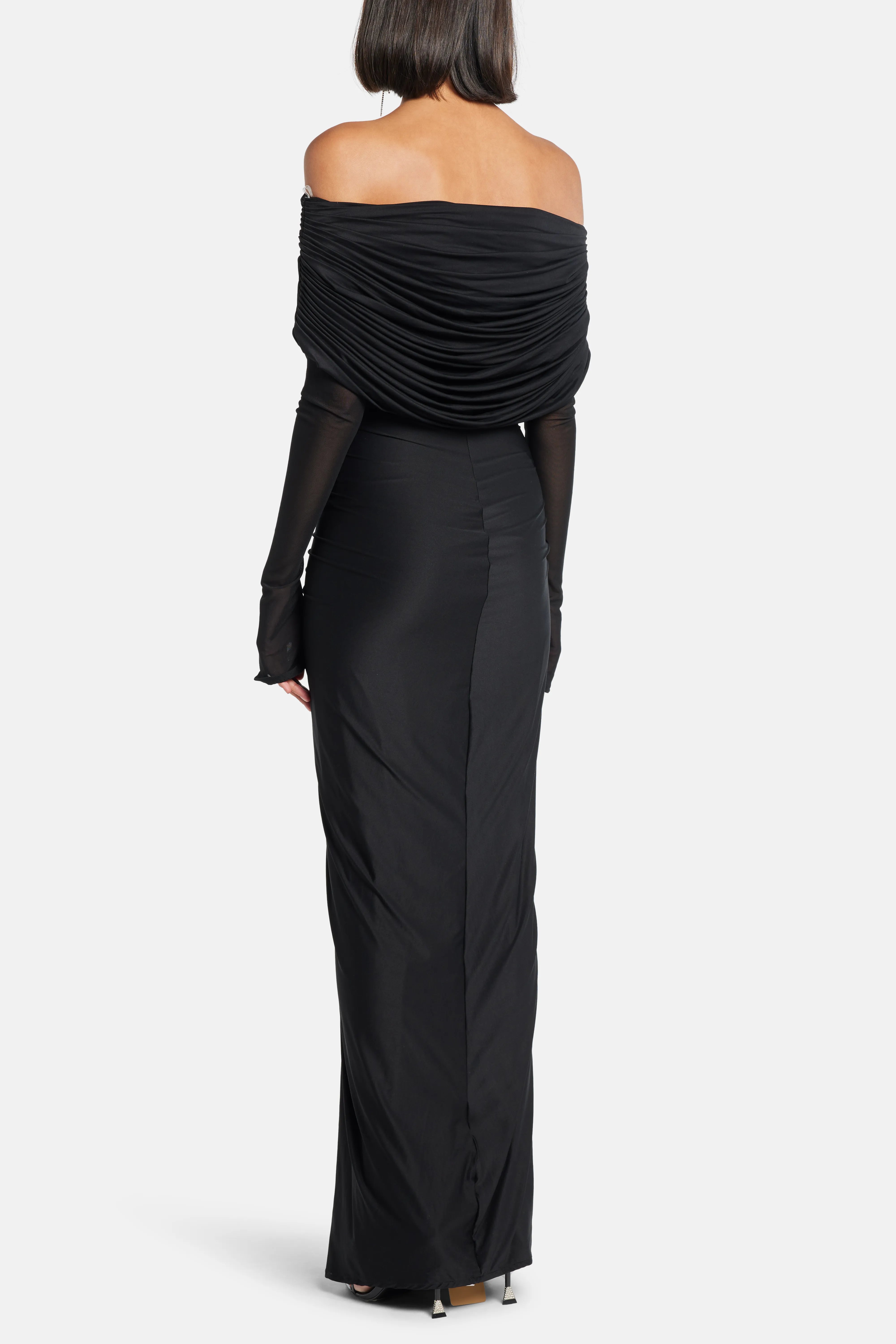 Jolene Off Shoulder Maxi Dress in Black