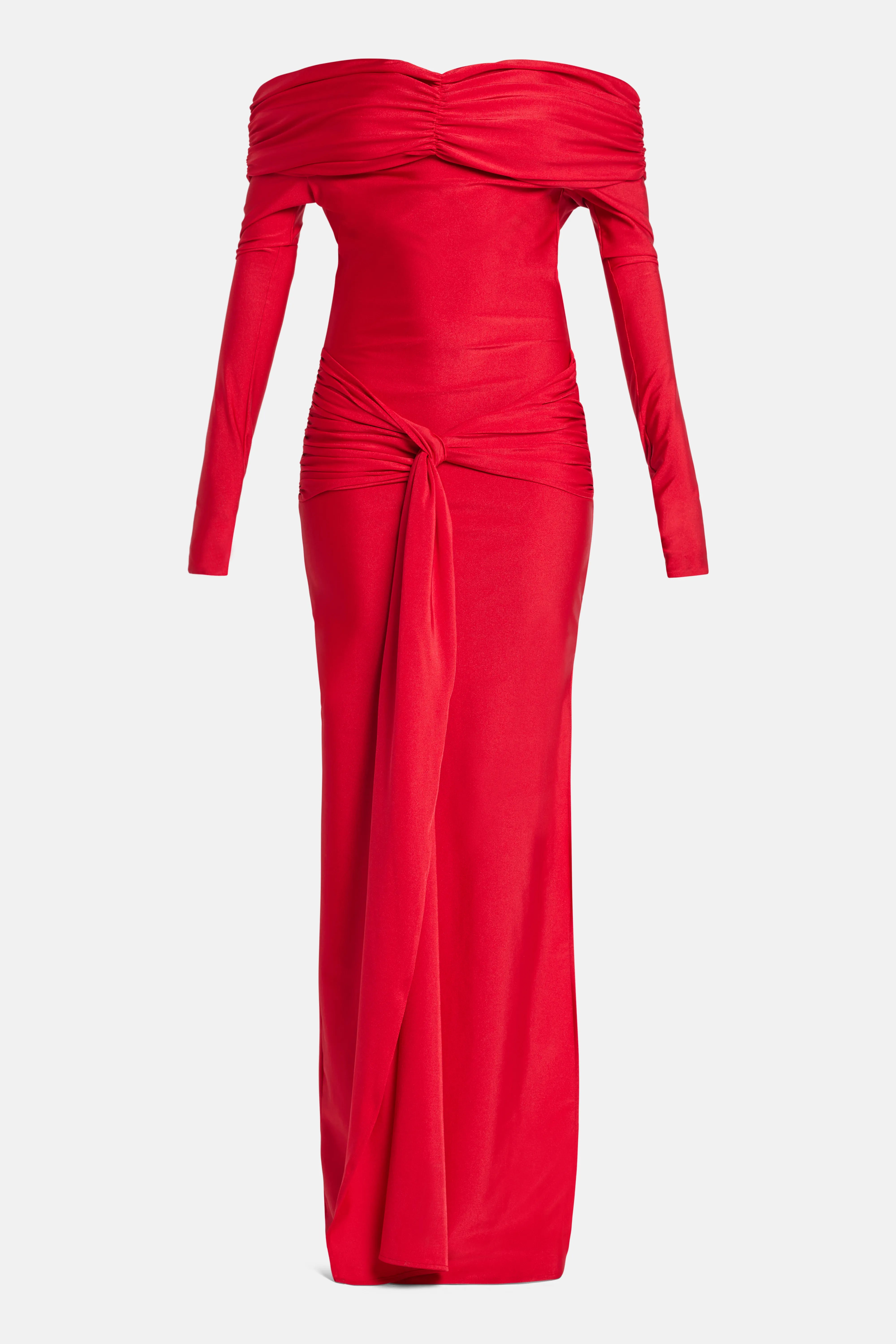 Haiku Off Shoulder Maxi Dress in Red