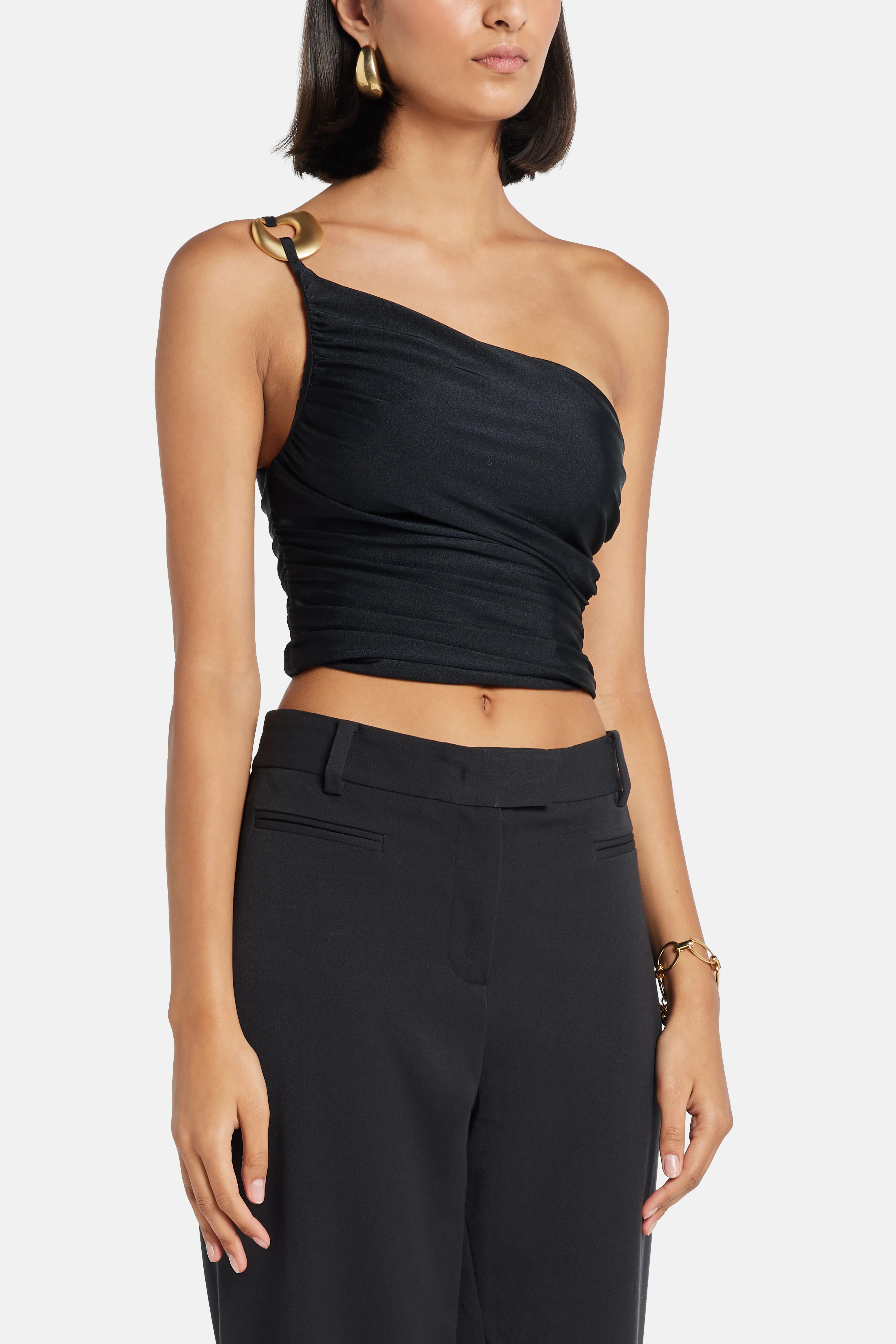 Bacilica One Shoulder Top in Black