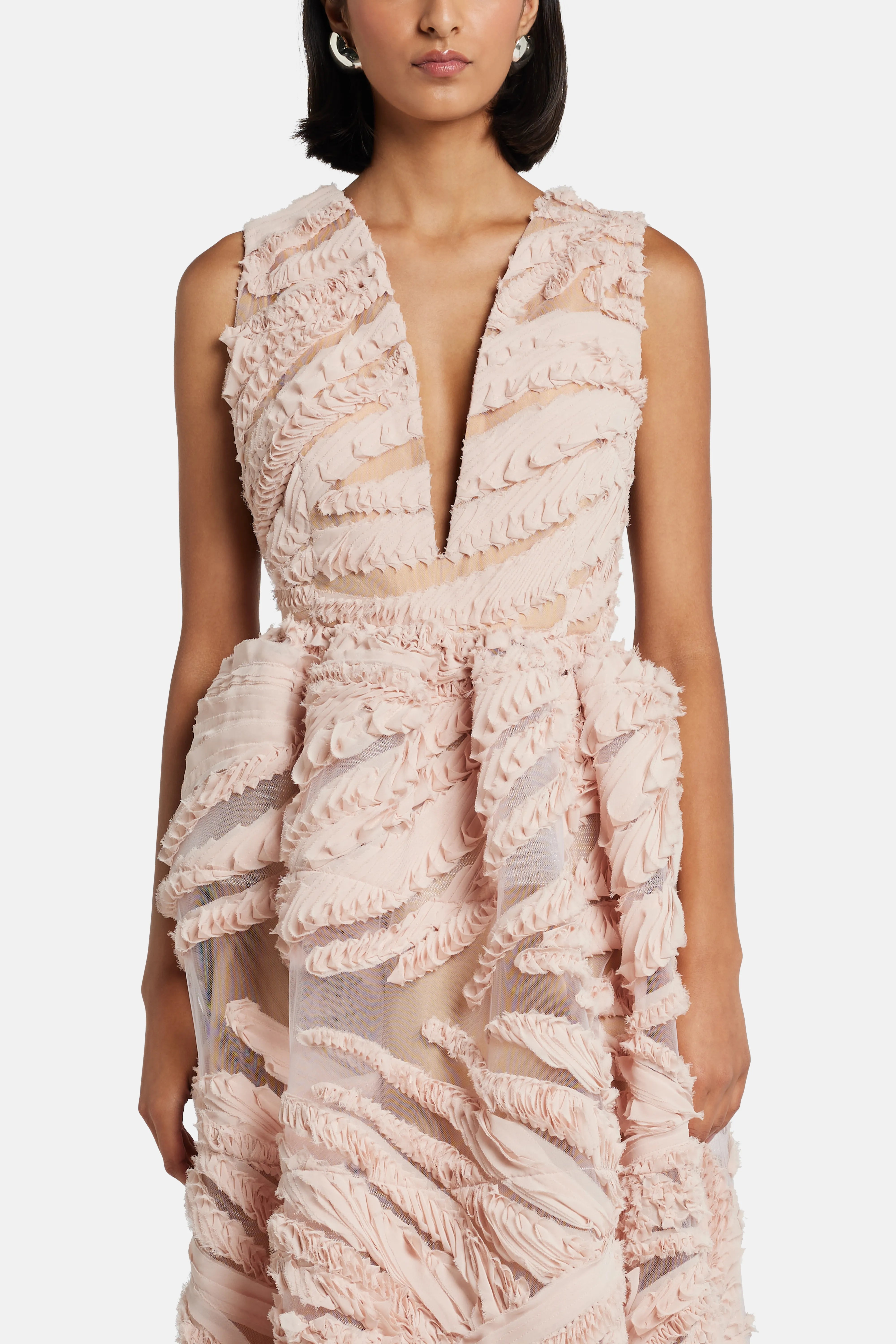 Prinia V-Neck Midi Dress in Pink