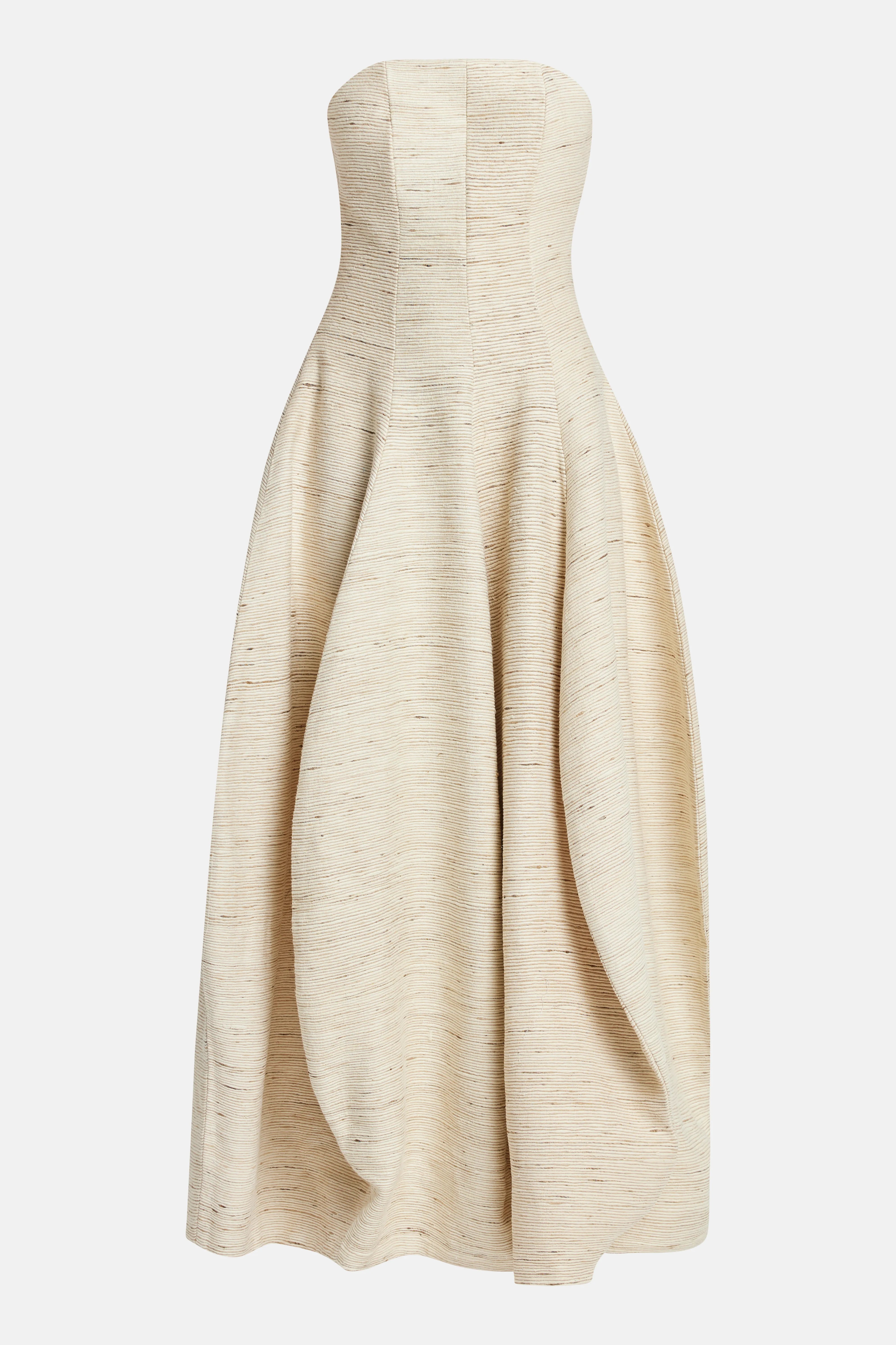 Santo Domingo Strapless Silk Maxi Dress in Beige