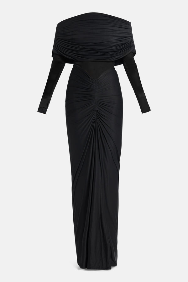 Jolene Off Shoulder Maxi Dress in Black