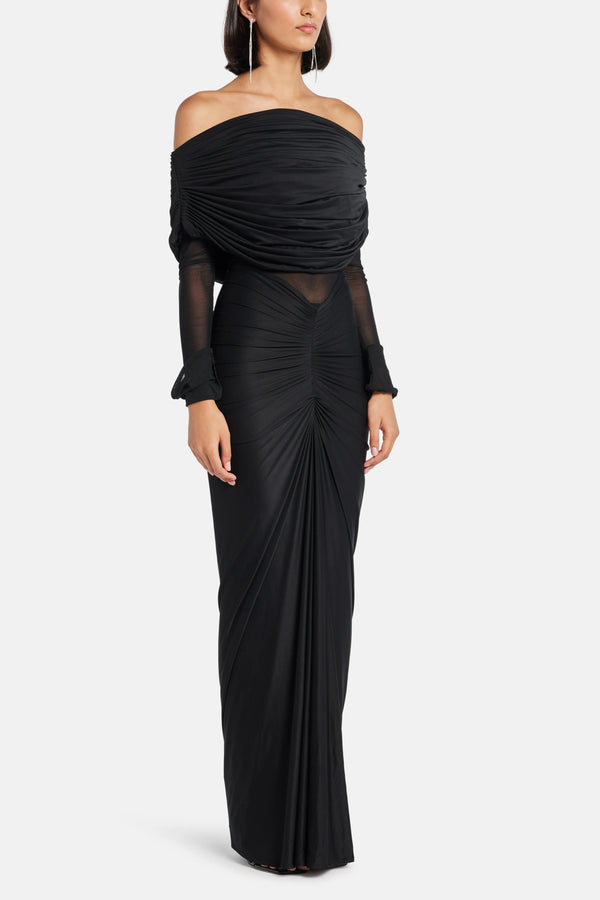 Jolene Off Shoulder Maxi Dress in Black