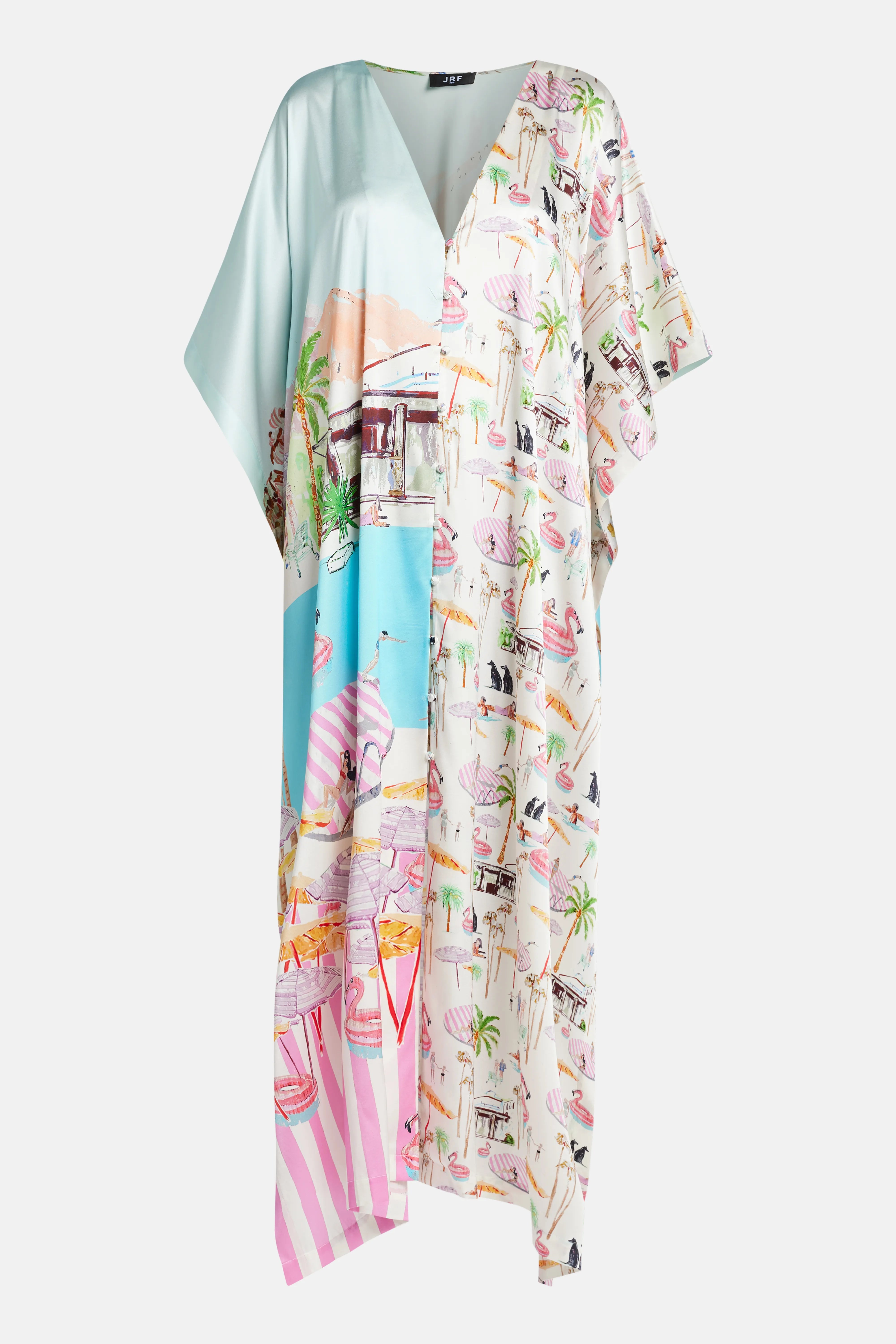 Flamingo Club V-Neck Silk Kaftan in Pink