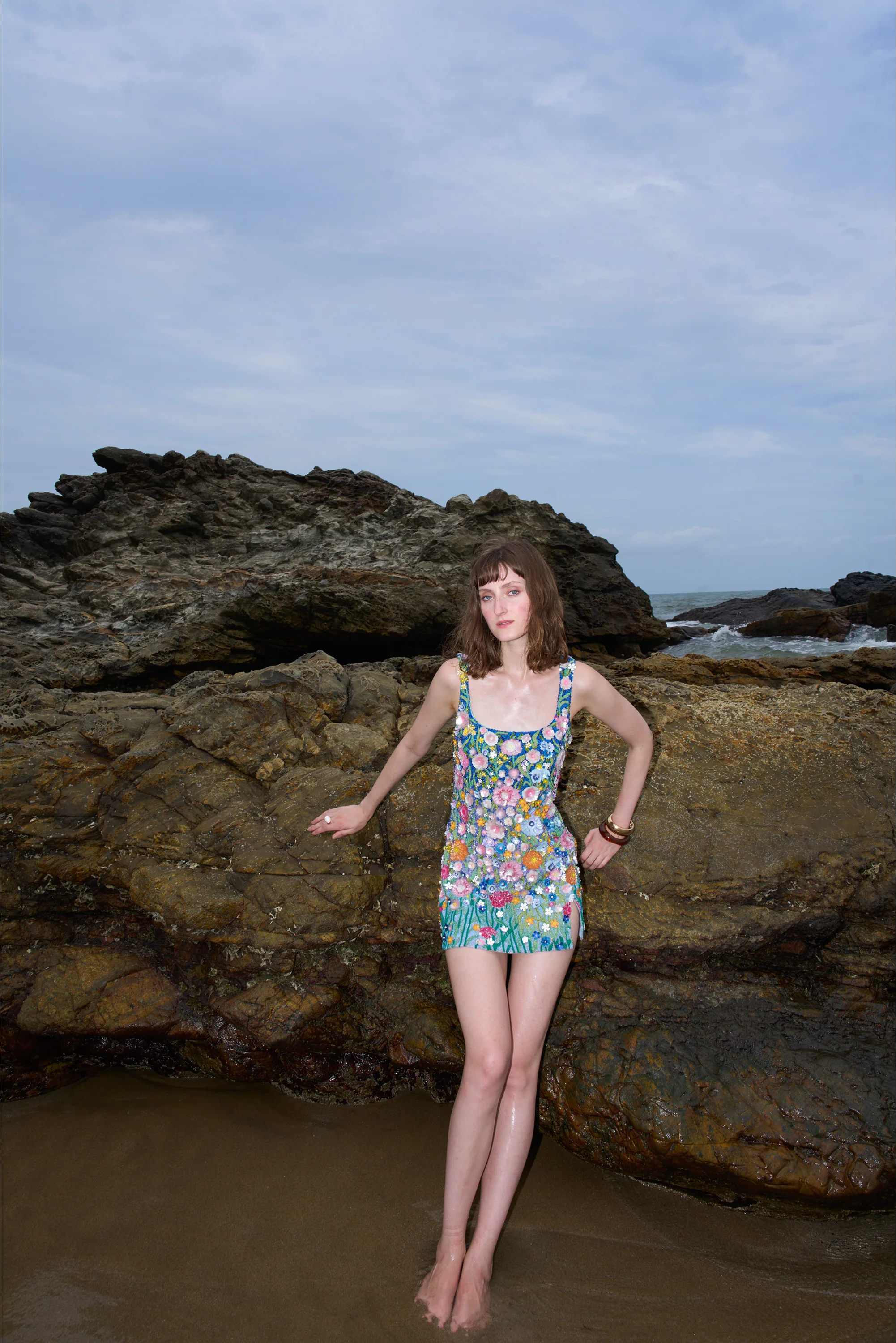 Gustav Klimt Garden Sleeveless Mini Dress In Blue