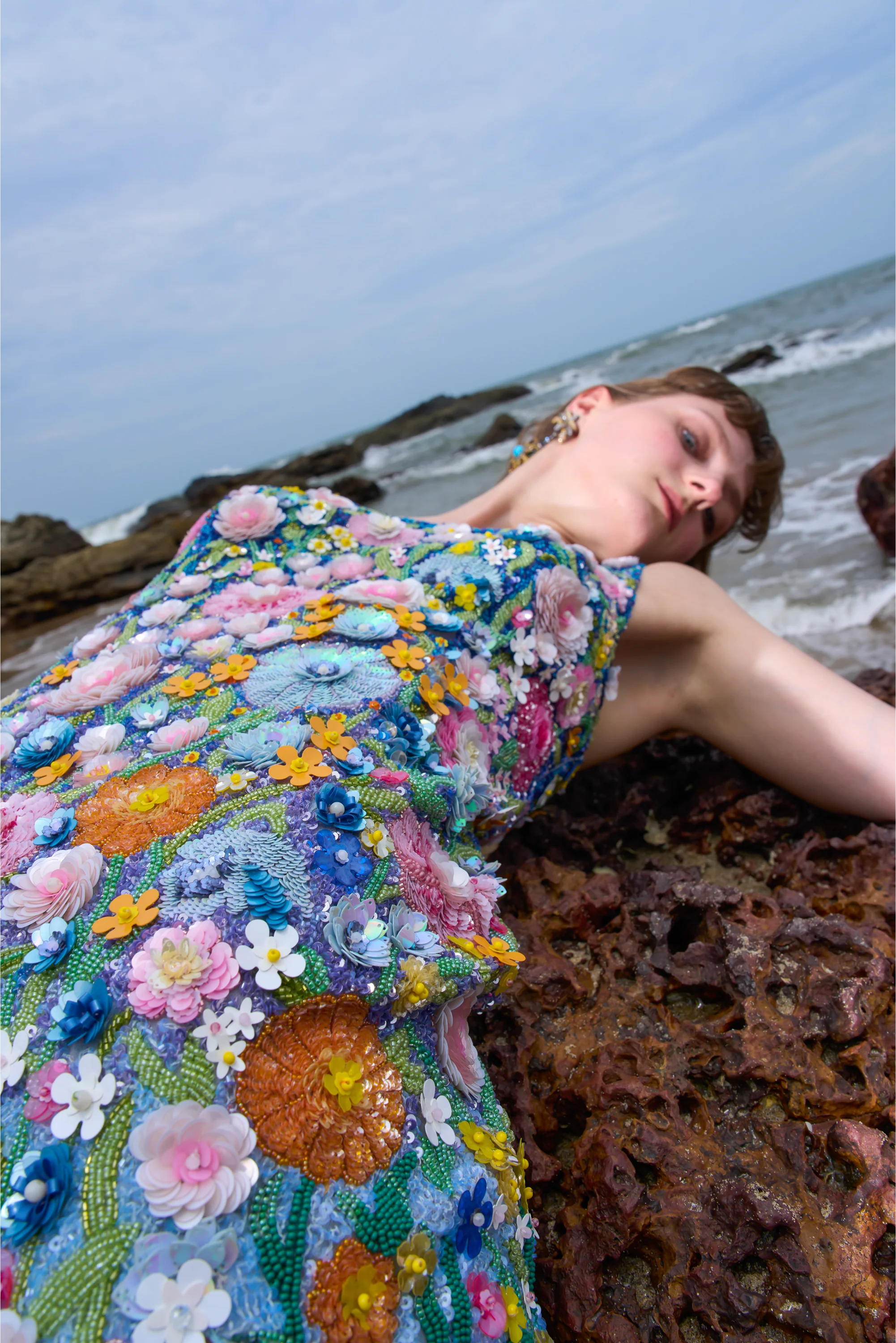 Gustav Klimt Garden Sleeveless Mini Dress In Blue