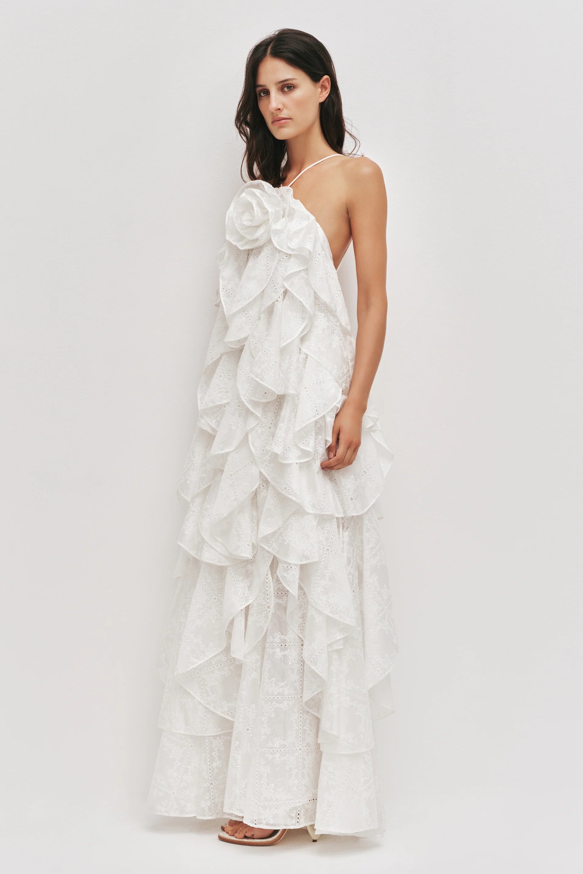 Merritt Embroidered Maxi Dress In White