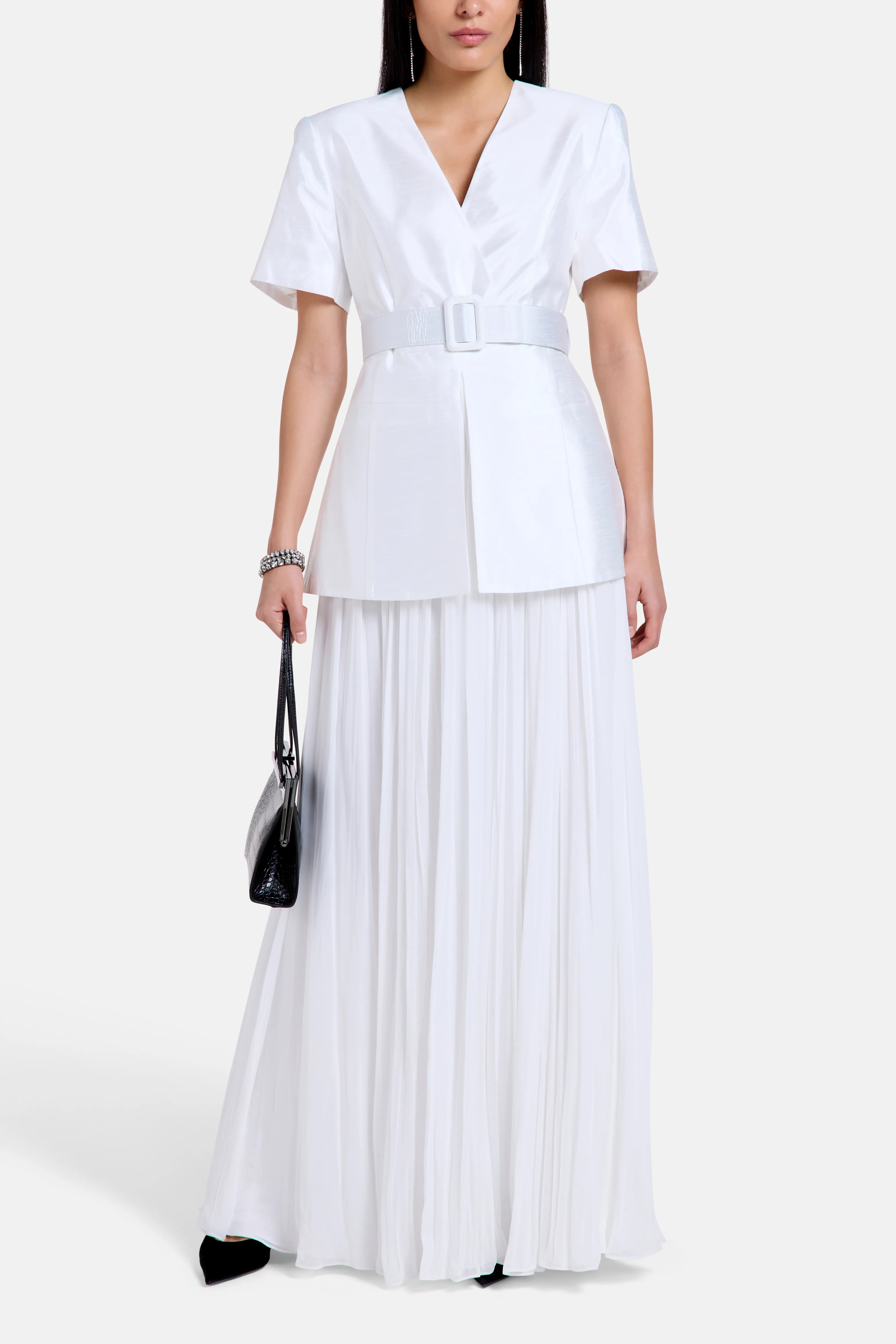 Raisa Belted Maxi Dress in White
