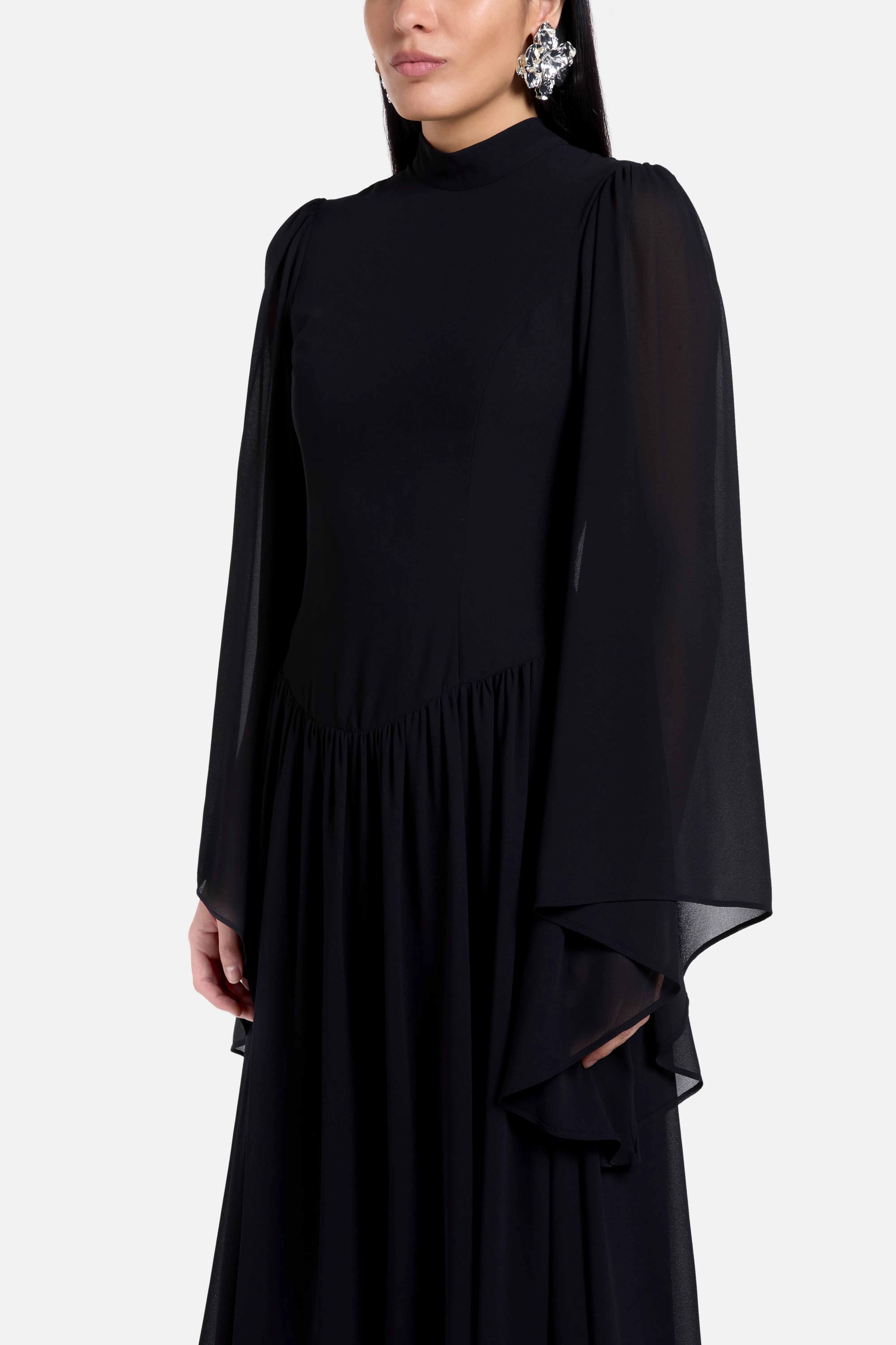 Emilia Ruffles Maxi Dress in Black