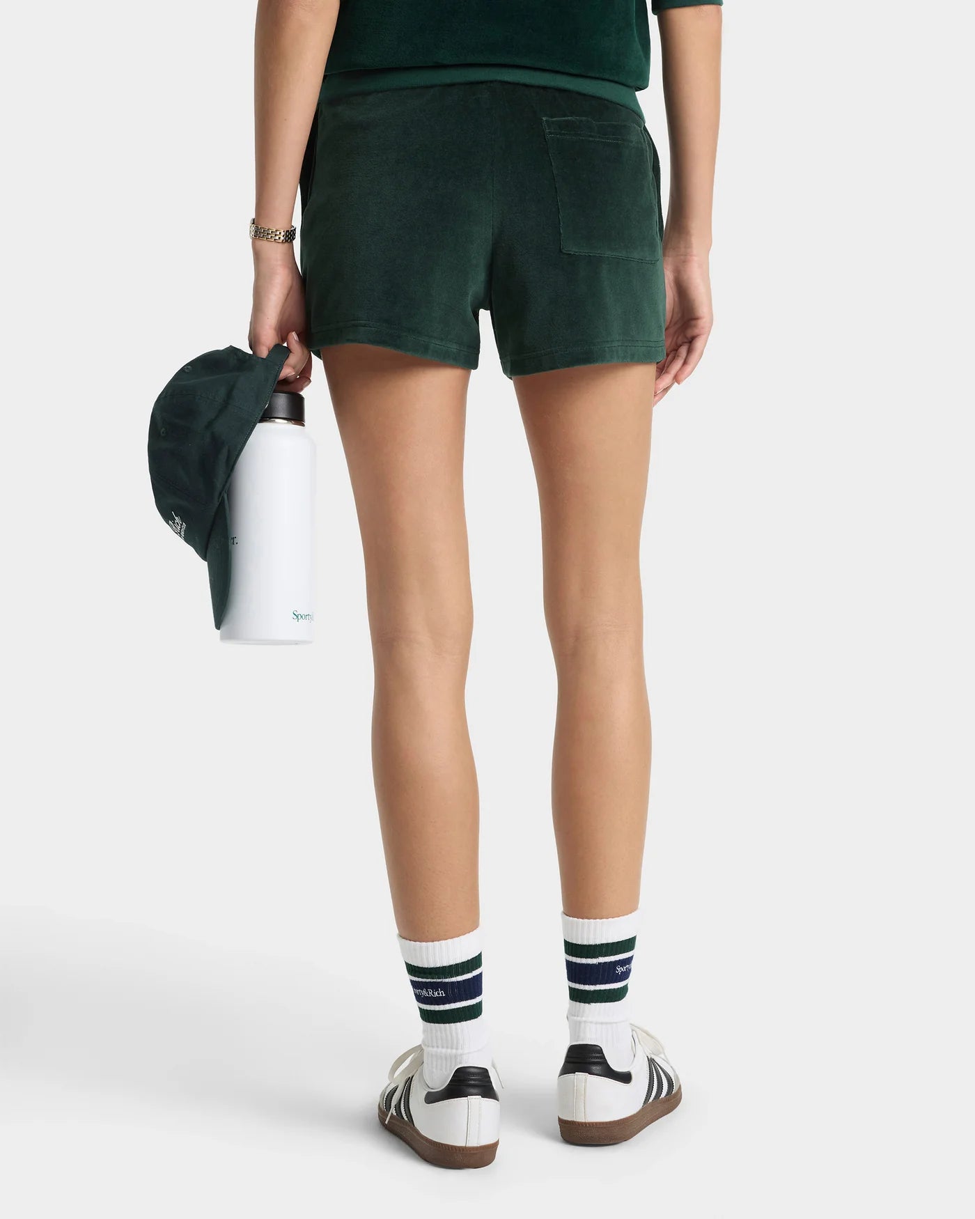 Crown Cotton Tennis Velour Short in Green
