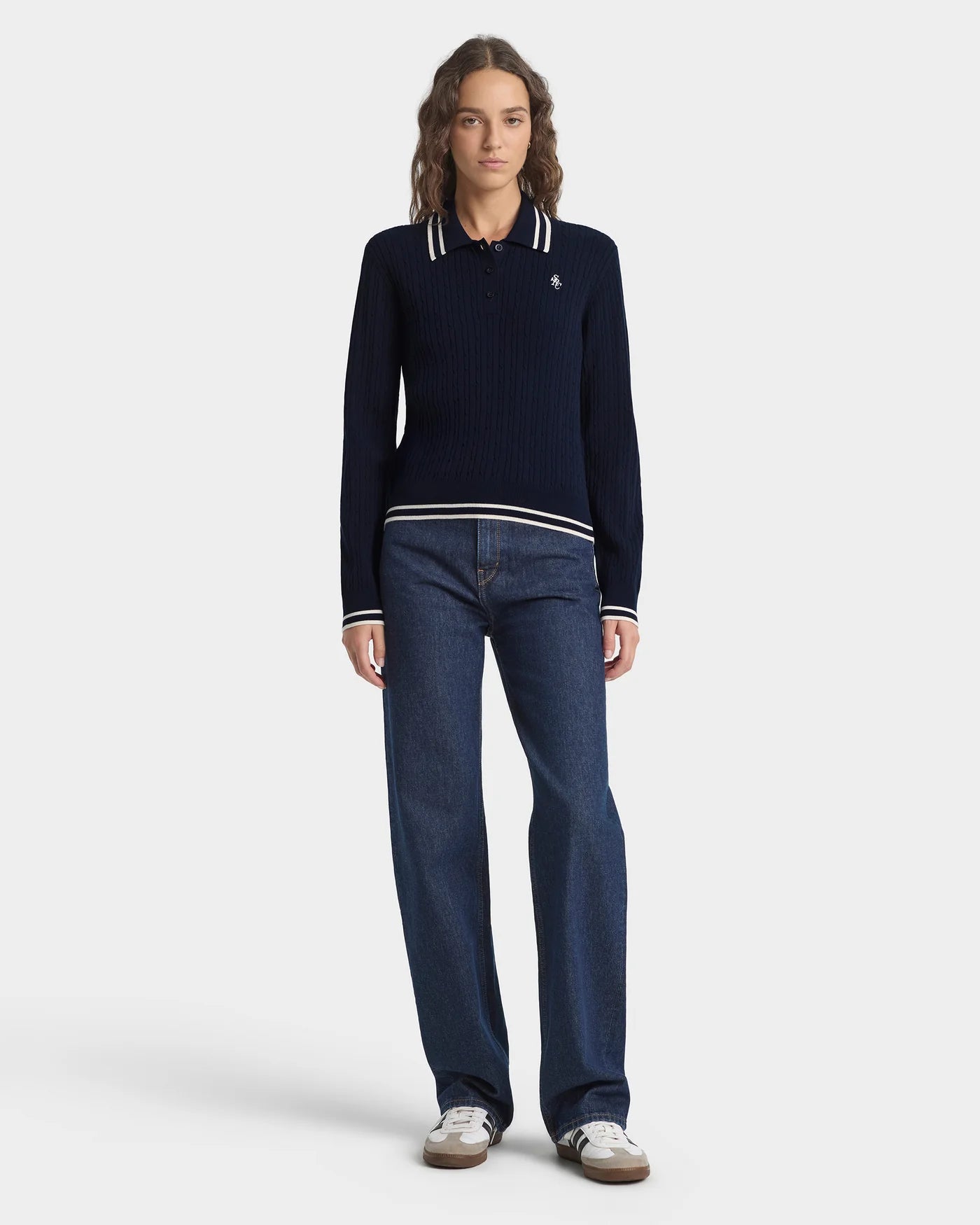 SRC Cable LS Polo T-Shirt in Blue