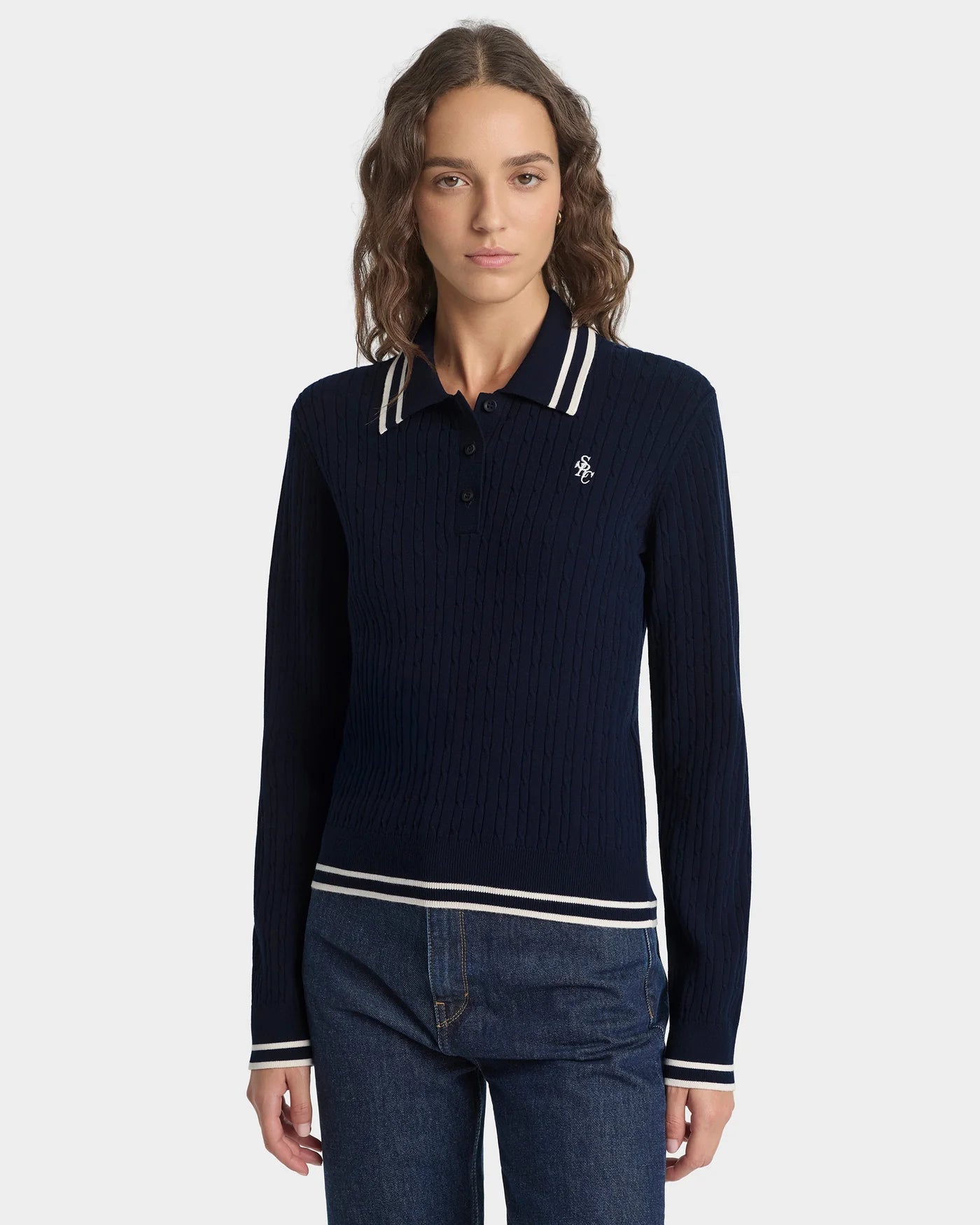 SRC Cable LS Polo T-Shirt in Blue