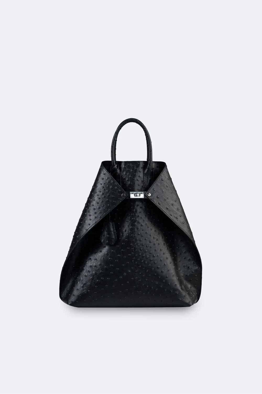Closer Embossed Ostrich Leather Backpack in Black