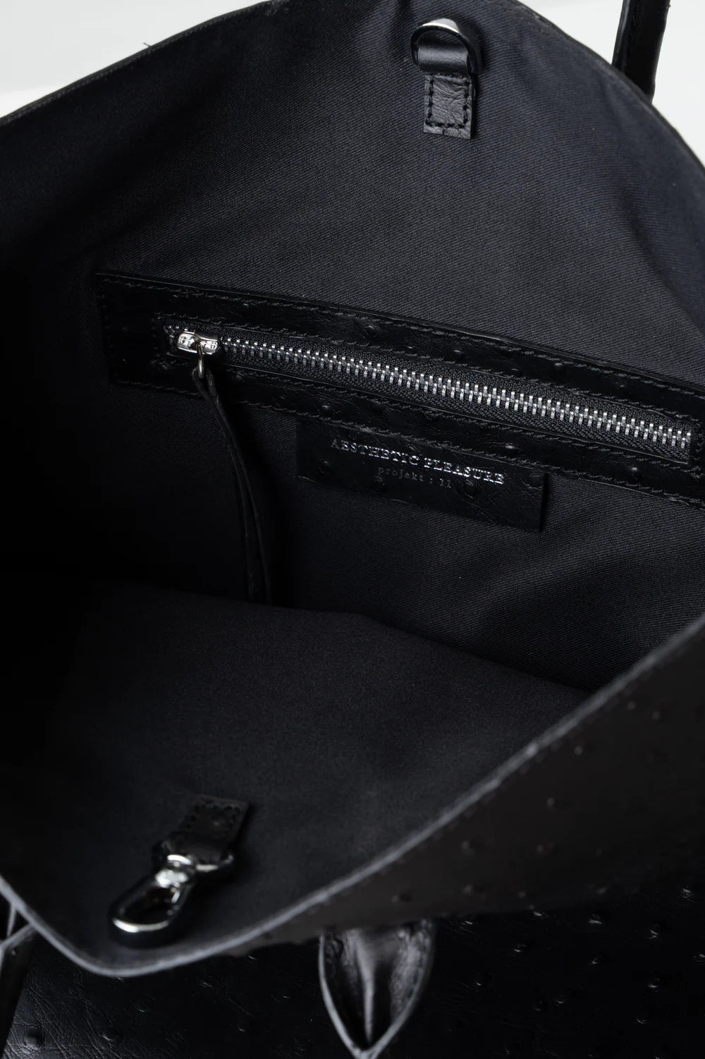 Closer Embossed Ostrich Leather Backpack in Black