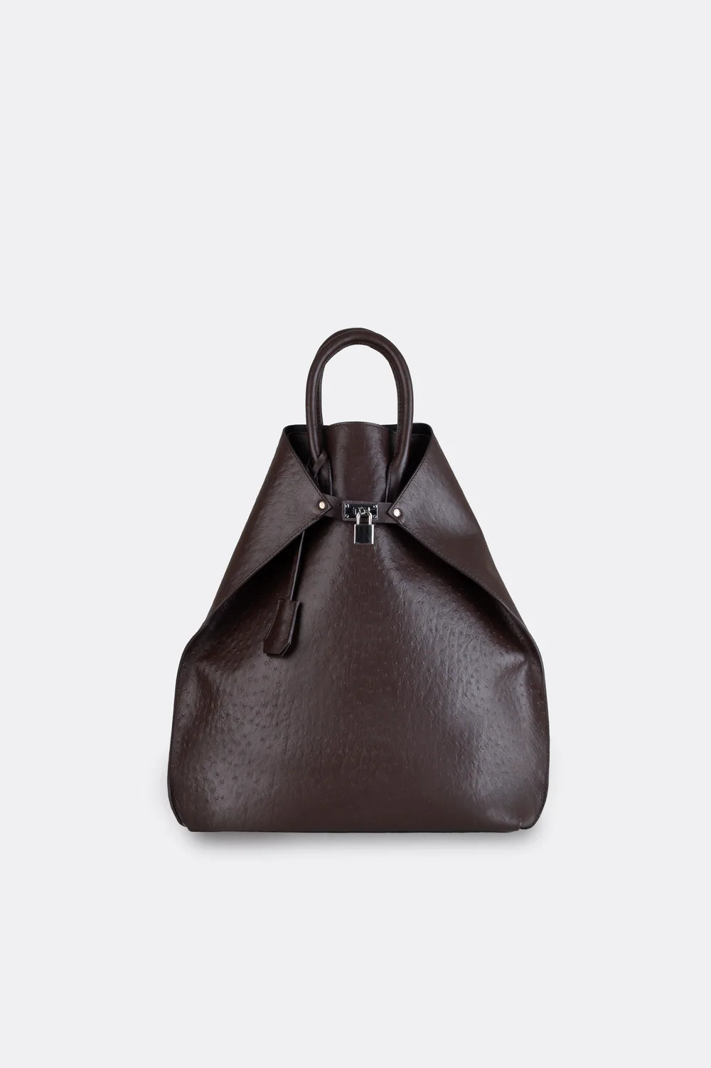 Closer Embossed Ostrich Leather Backpack in Brown