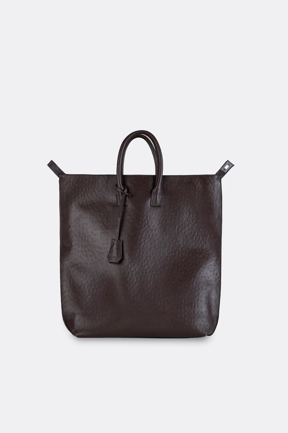 Closer Embossed Ostrich Leather Backpack in Brown
