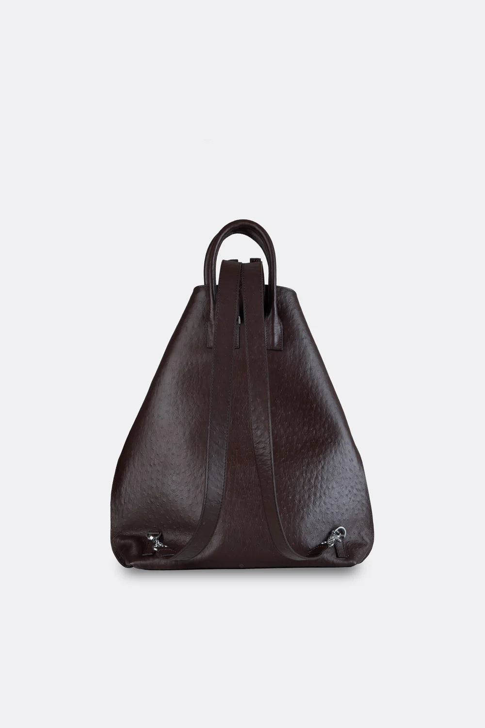 Closer Embossed Ostrich Leather Backpack in Brown