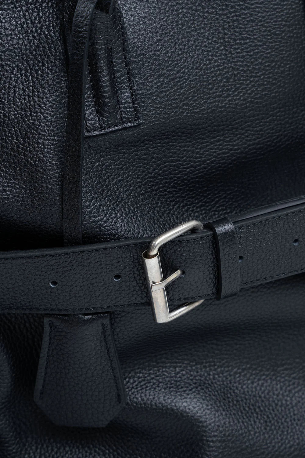 Affix Grain Leather Shoulder Bag in Black