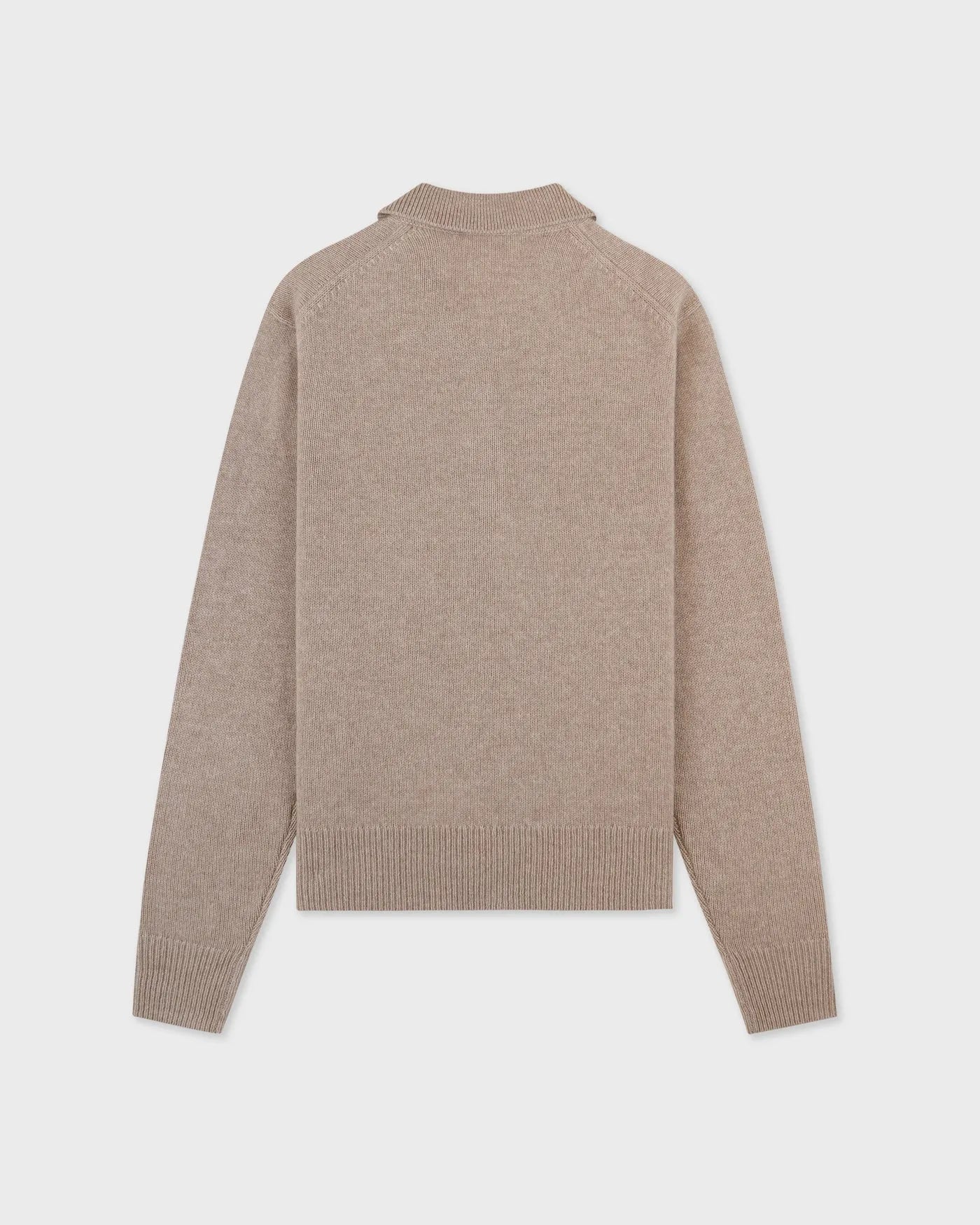 SRC Cashmere Long Sleeve Polo in Beige
